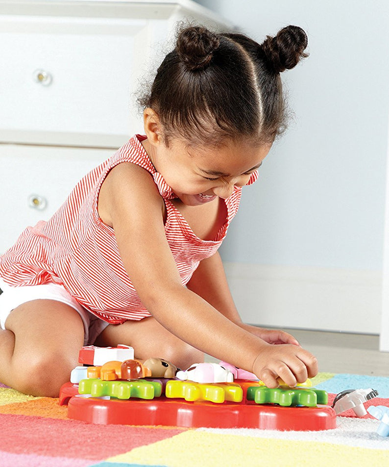 Learning Resources Barnyard Friends Build and Spin, Toddler Gear Toy with Farm Animal Pieces, Cause and Effect STEM Toy for Ages 2+
