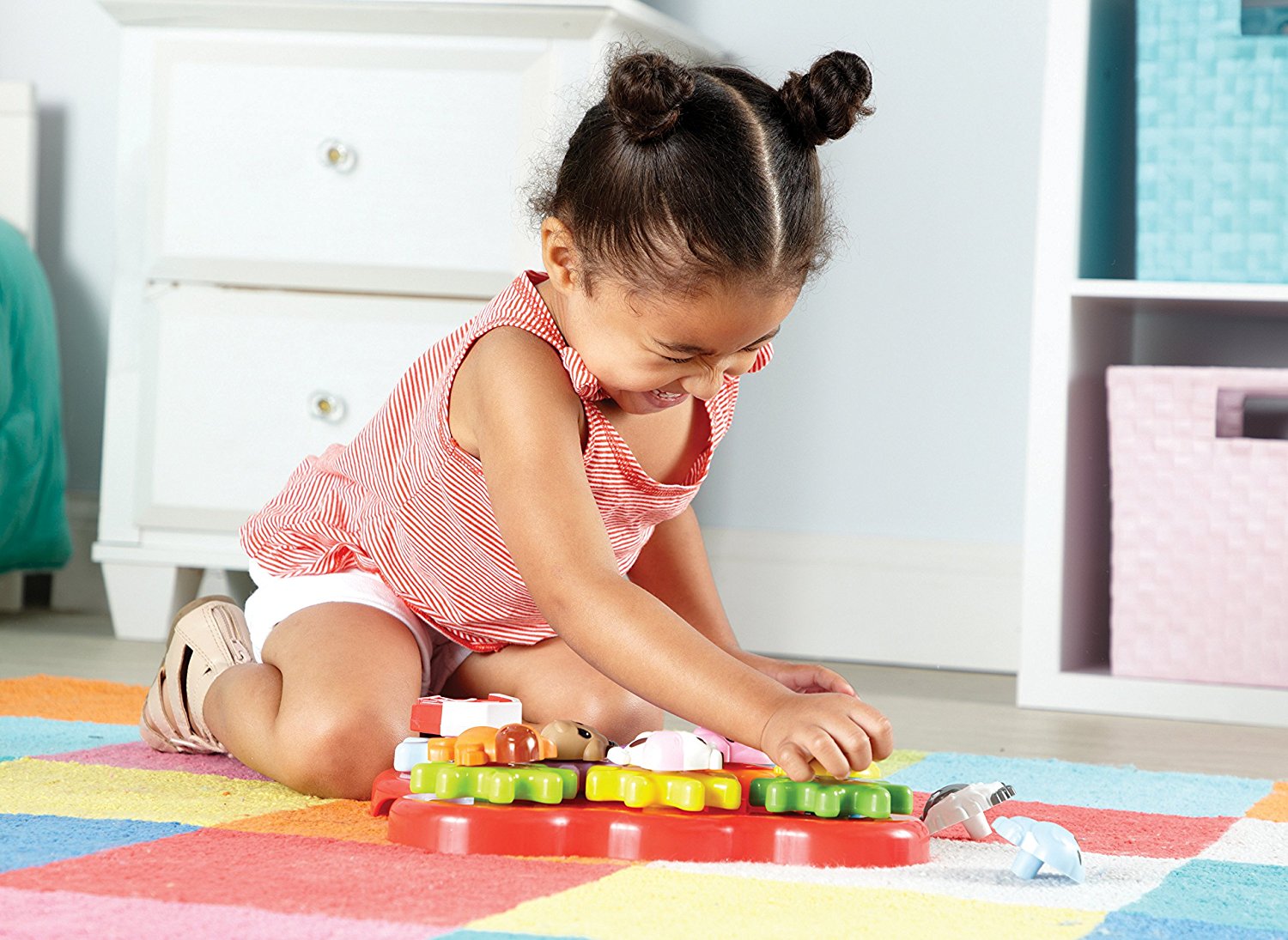 Learning Resources Barnyard Friends Build and Spin, Toddler Gear Toy with Farm Animal Pieces, Cause and Effect STEM Toy for Ages 2+