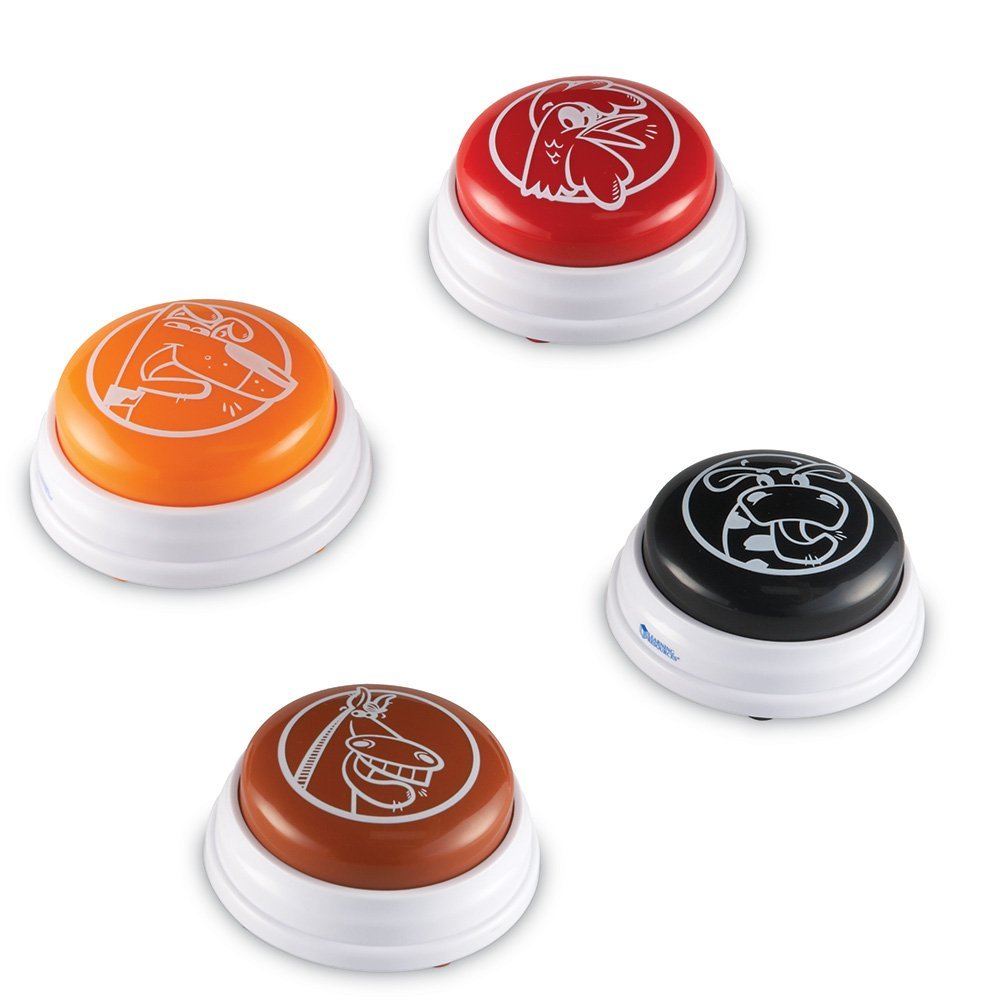 Learning Resources Barnyard Answer Buzzers (Set of 4), Fun Farm Animal Sounds for Classroom or Family Game Night, Easy to Use for Kids Ages 3+ (Moo, Neigh, Bark, Cock-a-doodle-doo)