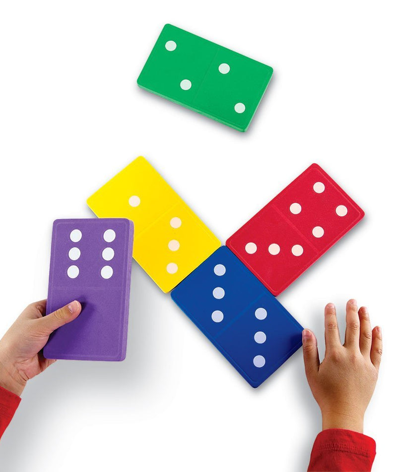 Learning Resources Jumbo Foam Dominoes, Set of 28 Soft, Colourful Dominoes for Kids, Jumbo Size for Little Hands, Quiet Classroom or Home Learning Game, Ages 5+