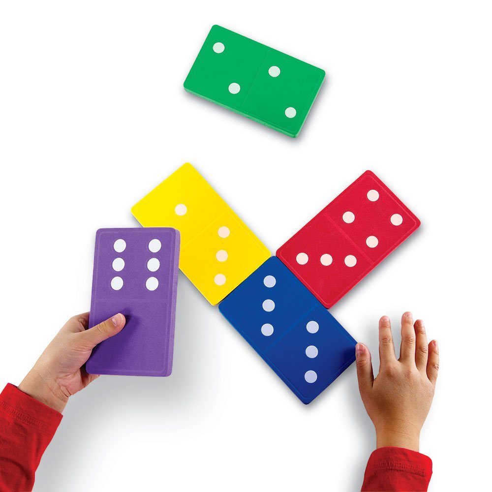Learning Resources Jumbo Foam Dominoes, Set of 28 Soft, Colourful Dominoes for Kids, Jumbo Size for Little Hands, Quiet Classroom or Home Learning Game, Ages 5+
