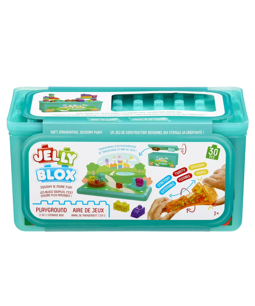 Goliath Jelly Blox Playground Store & Play Case, 30 Piece Toddler & Preschool Building Blocks, Ouch-Free Tactile & Sensory Play Fidget Toy, Stackable, Squishable & Stretchable Blocks for Children 2+