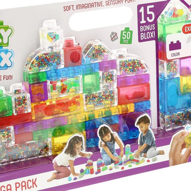 Goliath Jelly Blox Mega Set, 50 Piece Toddler & Preschool Building Blocks, Ouch-Free Tactile & Sensory Play Fidget Toy, Stackable, Squishable & Stretchable Blocks Suitable for Boys & Girls Aged 2+