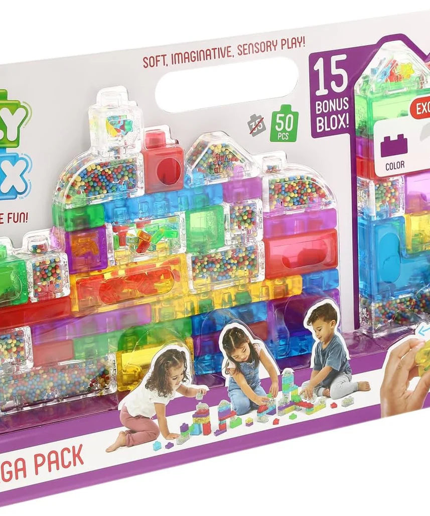 Goliath Jelly Blox Mega Set, 50 Piece Toddler & Preschool Building Blocks, Ouch-Free Tactile & Sensory Play Fidget Toy, Stackable, Squishable & Stretchable Blocks Suitable for Boys & Girls Aged 2+
