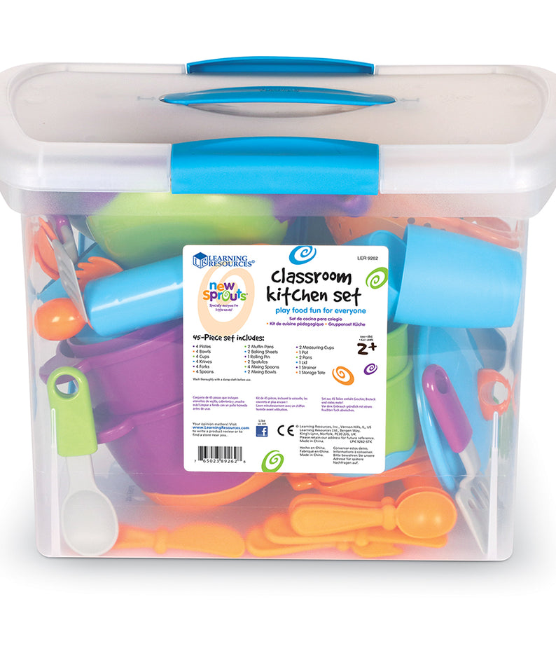 Learning Resources New Sprouts Classroom Kitchen Set, Colorful Pretend Play Kitchen Set for Early Learners, Ideal for Imaginative Play, Ages 2+
