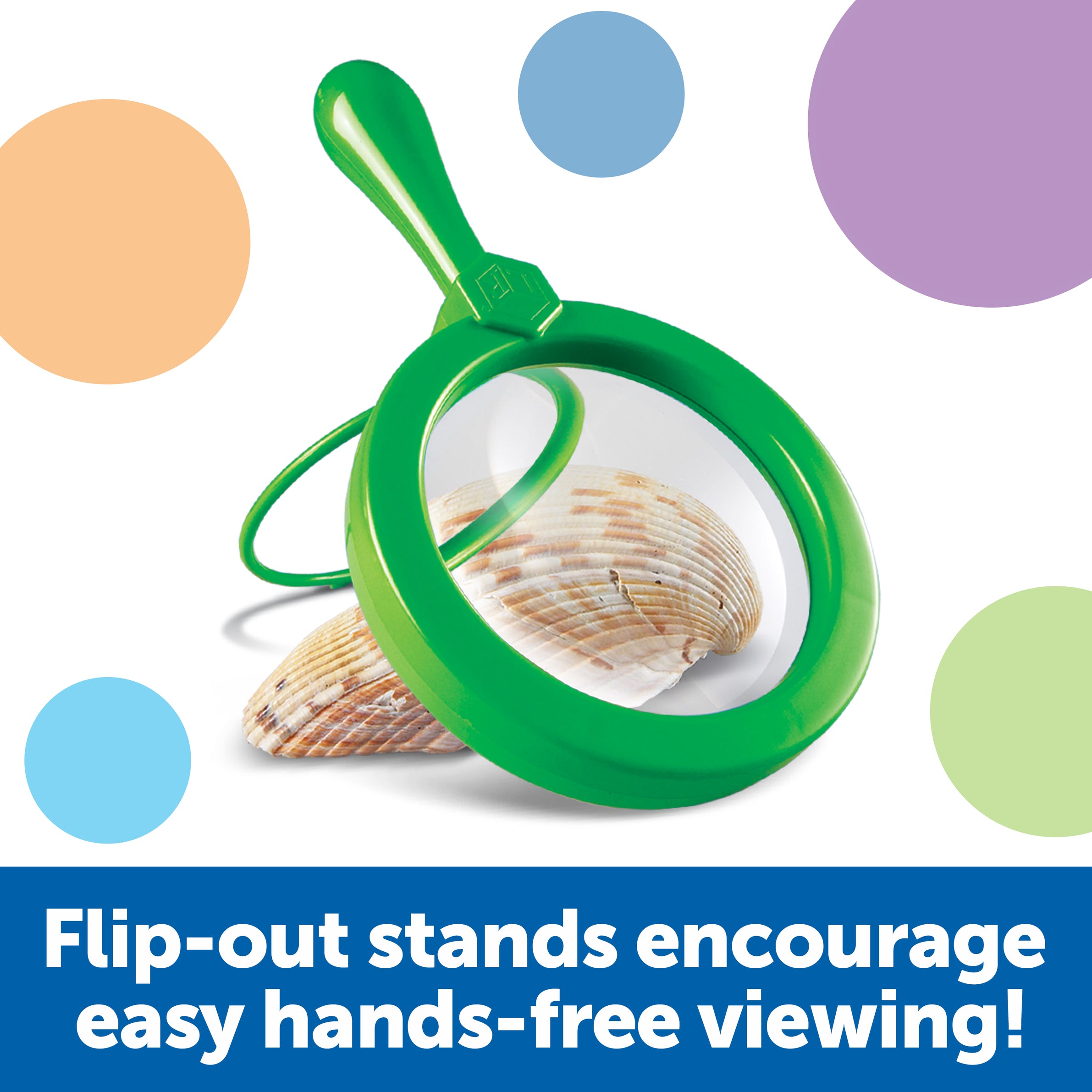Learning Resources Primary Science Jumbo Magnifiers (Set of 6), 4.5x Magnification, Built-in Stand, Perfect for Little Hands, Ideal for Life Science Lessons, Ages 3+