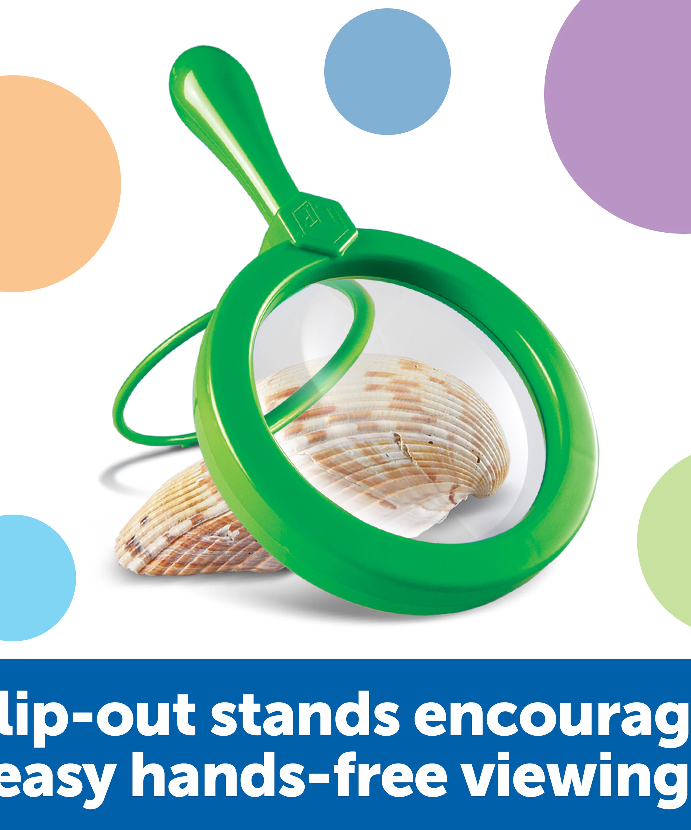 Learning Resources Primary Science Jumbo Magnifiers (Set of 6), 4.5x Magnification, Built-in Stand, Perfect for Little Hands, Ideal for Life Science Lessons, Ages 3+