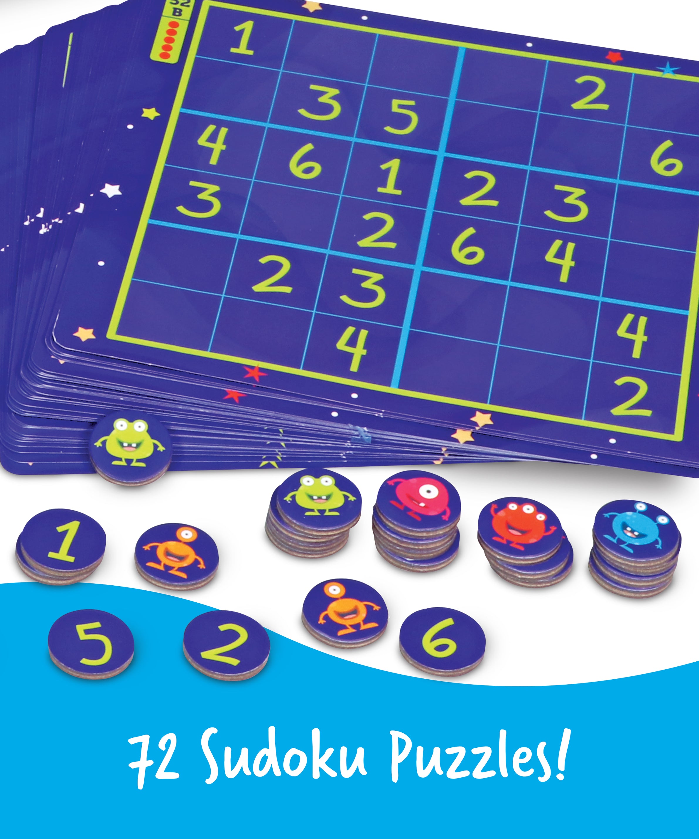 Learning Resources Magnetic Space Sudoku, 72 Puzzles, Magnetic Board and Pieces, Logic and Critical Thinking Game, Ages 4+, Travel-Friendly