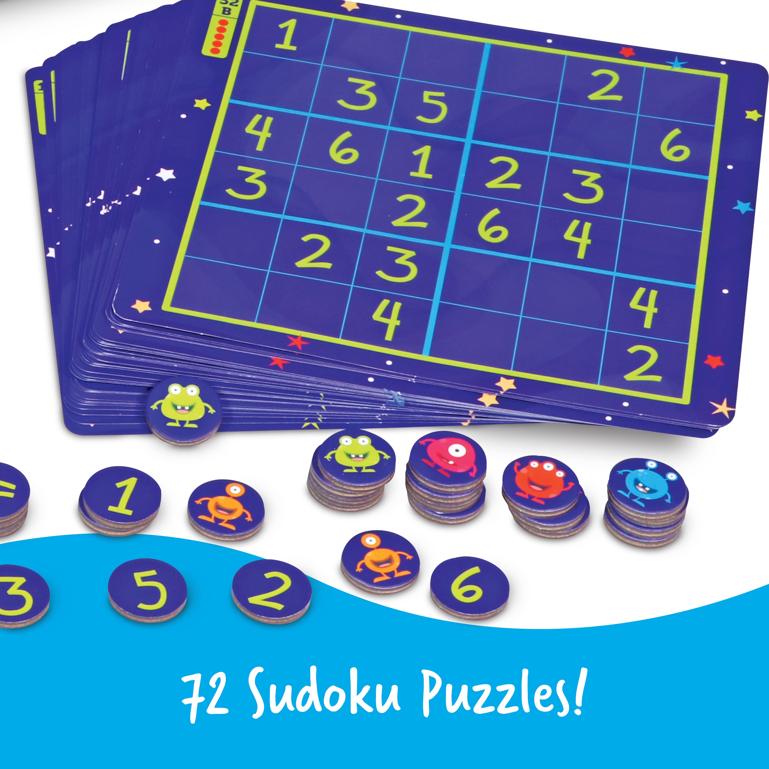 Learning Resources Magnetic Space Sudoku, 72 Puzzles, Magnetic Board and Pieces, Logic and Critical Thinking Game, Ages 4+, Travel-Friendly