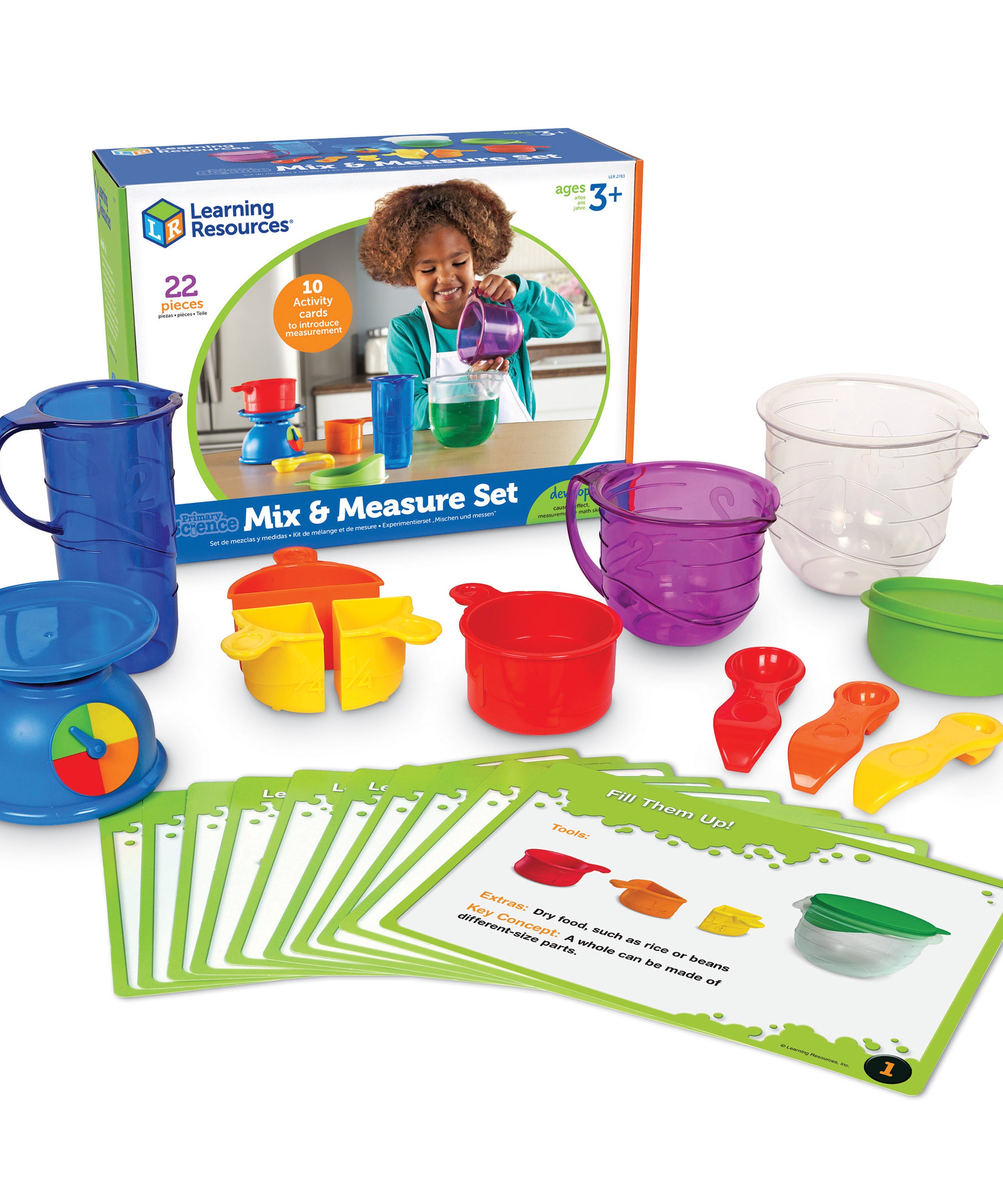 Learning Resources Primary Science Mix & Measure Set, Hands-On STEM Learning Kit with Real Science Tools & 10 Activity Cards, Perfect for Kids Ages 3+