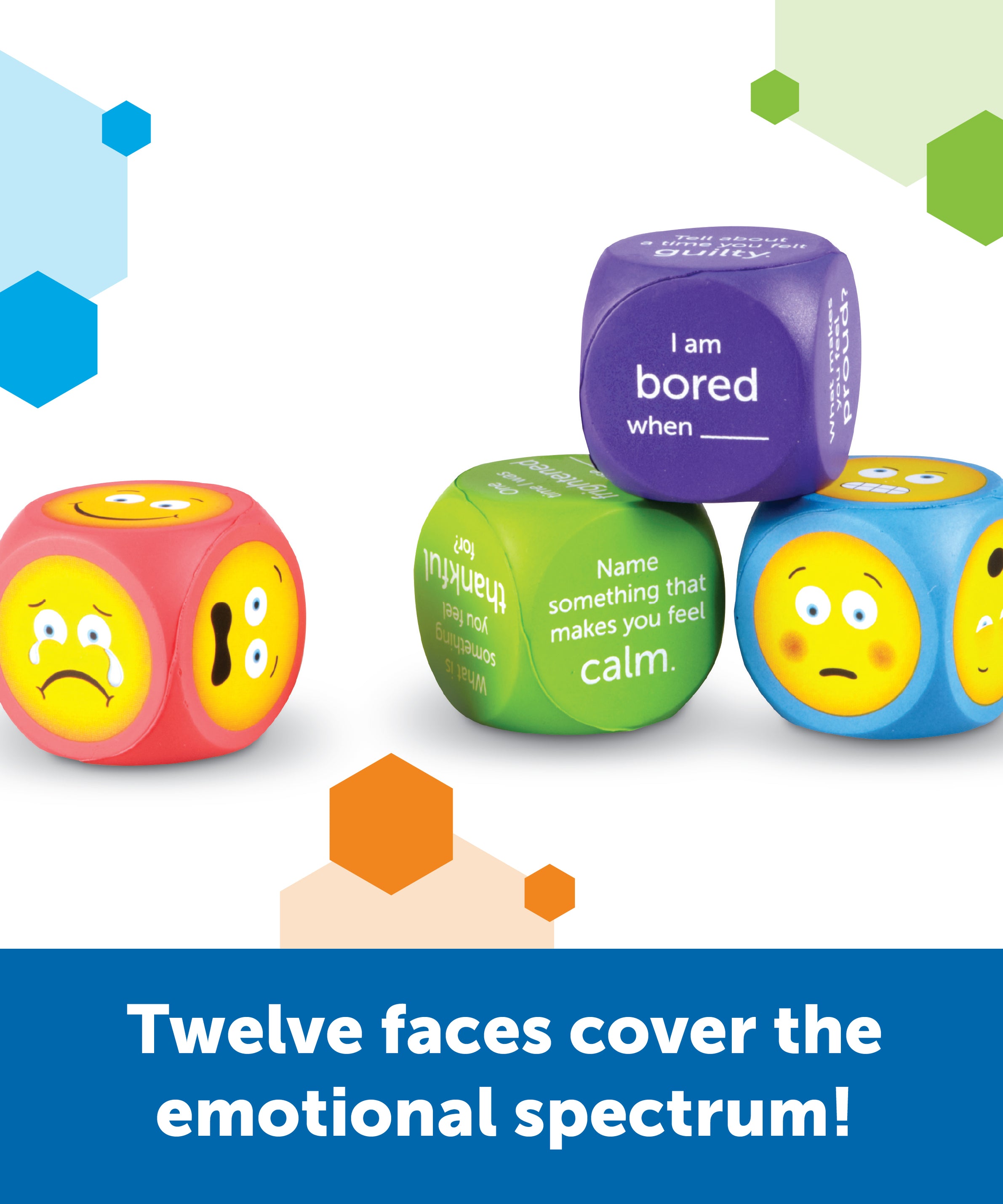 Learning Resources Soft Foam Emoji Cubes, Set of 4, Teaching Emotional Awareness and Recognition, Ideal for Kids Aged 3+