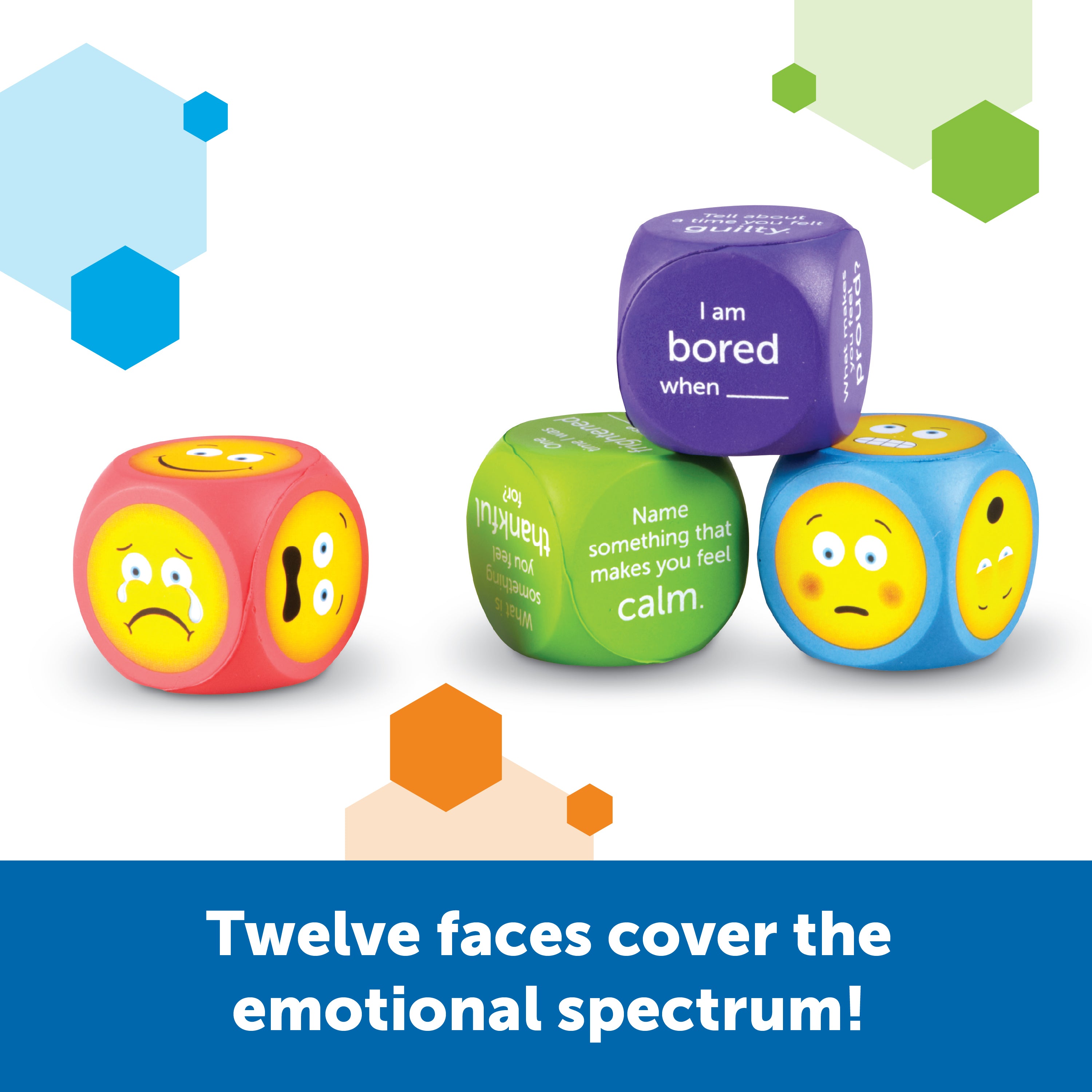 Learning Resources Soft Foam Emoji Cubes, Set of 4, Teaching Emotional Awareness and Recognition, Ideal for Kids Aged 3+