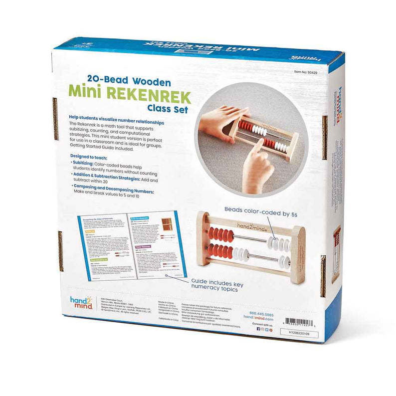 Learning Resources Mini 20-Bead Rekenrek, Set of 25, Hands-On Math Manipulatives for Counting, Addition, and Subtraction, Early Years and Primary School Classroom Resource, Ages 3+