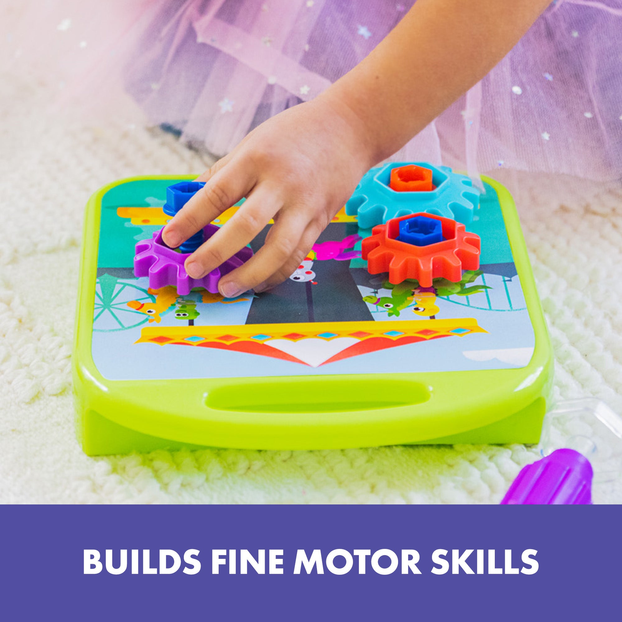 Learning Resources Design and Drill Gears Workshop, STEM Construction Toy with Power Drill, Gears, Bolts, and Activity Board, Builds Fine Motor Skills and Early Engineering Concepts, Ages 3 and Up
