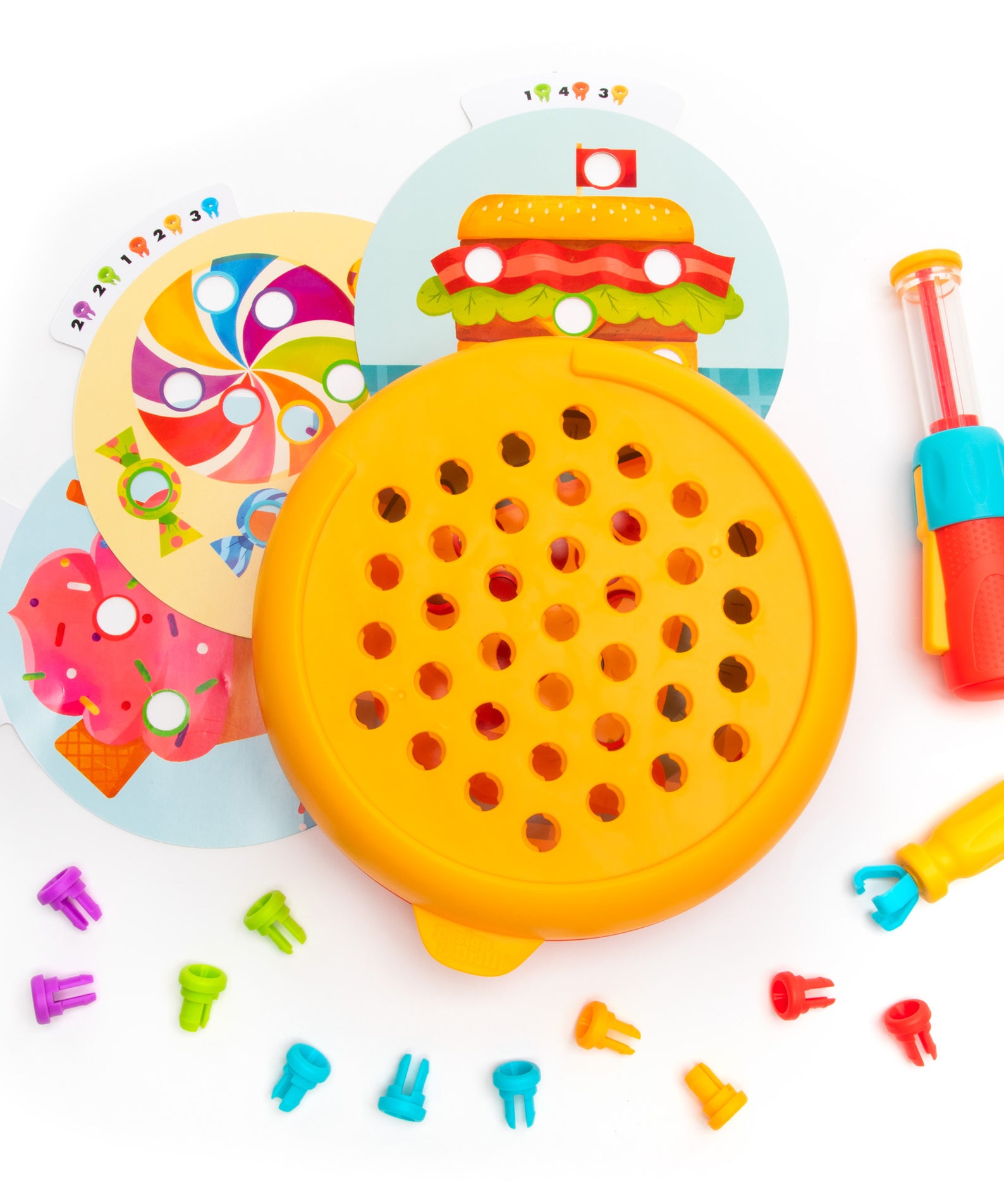 Learning Resources Design and Drill Creative Café, Fine Motor STEM Toy with Rivet Popper and Activity Cards, Portable Playset for Ages 3 Plus