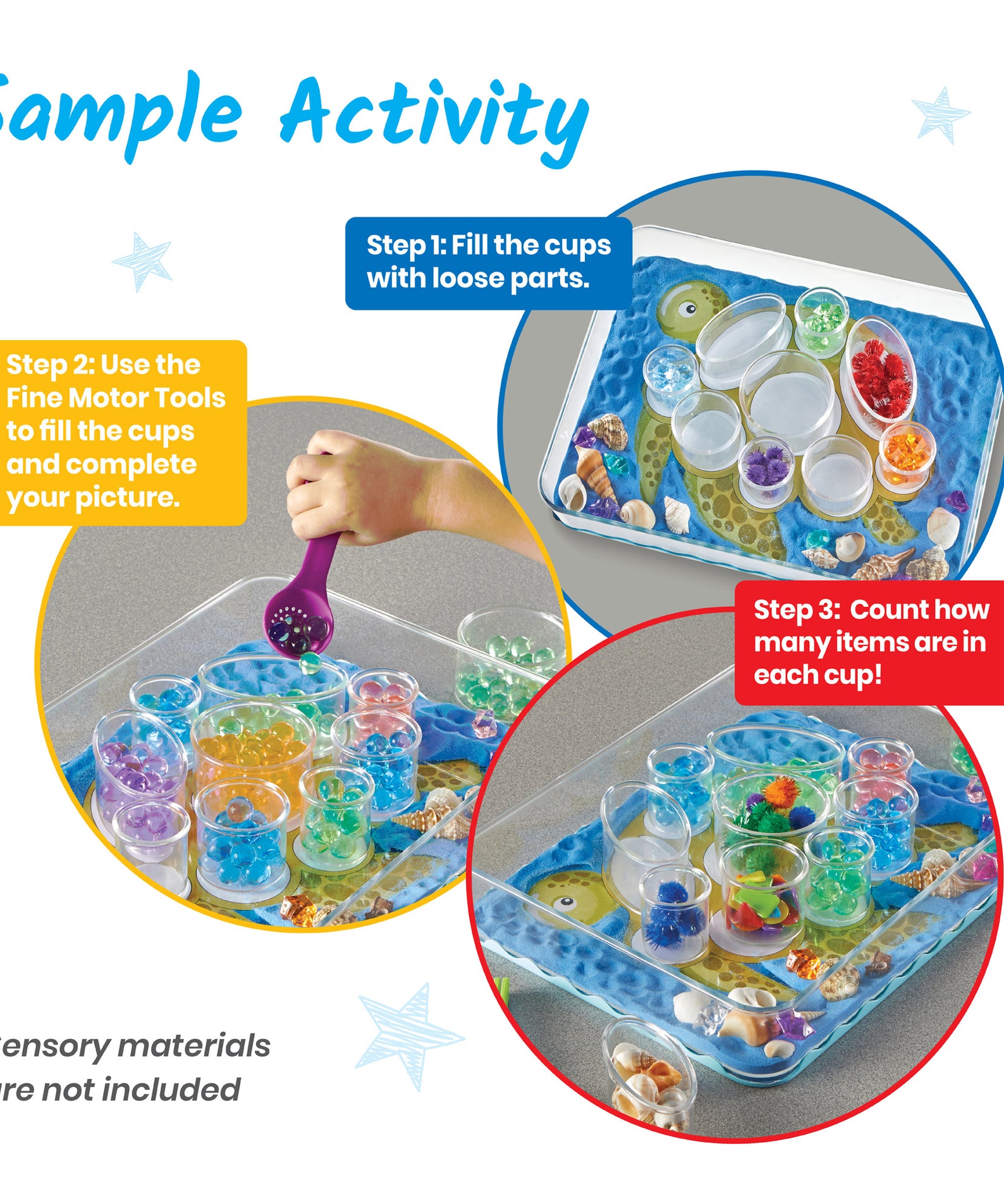 Learning Resources Create Your Play Sensory Tray, Open-Ended Sensory Play & Fine Motor Skill Development, Includes 3-Piece Tray, 14 Cups, 3 Tools & 8 Activity Cards, Easy to Clean, Ages 3+