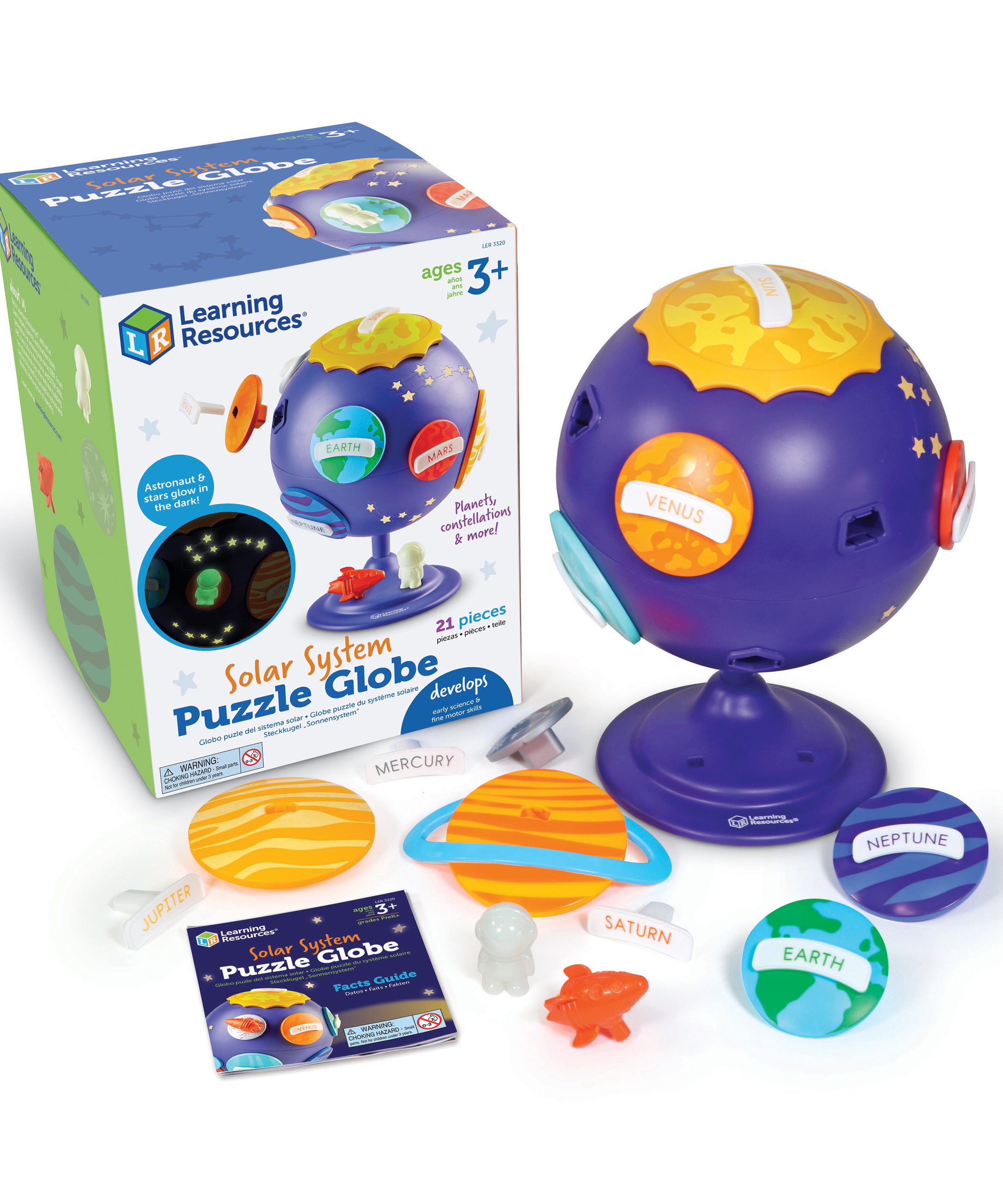 Learning Resources Solar System Puzzle Globe, STEM Space Toy with Glow-in-the-Dark Features, Fine Motor & Imaginative Play, Ages 3+