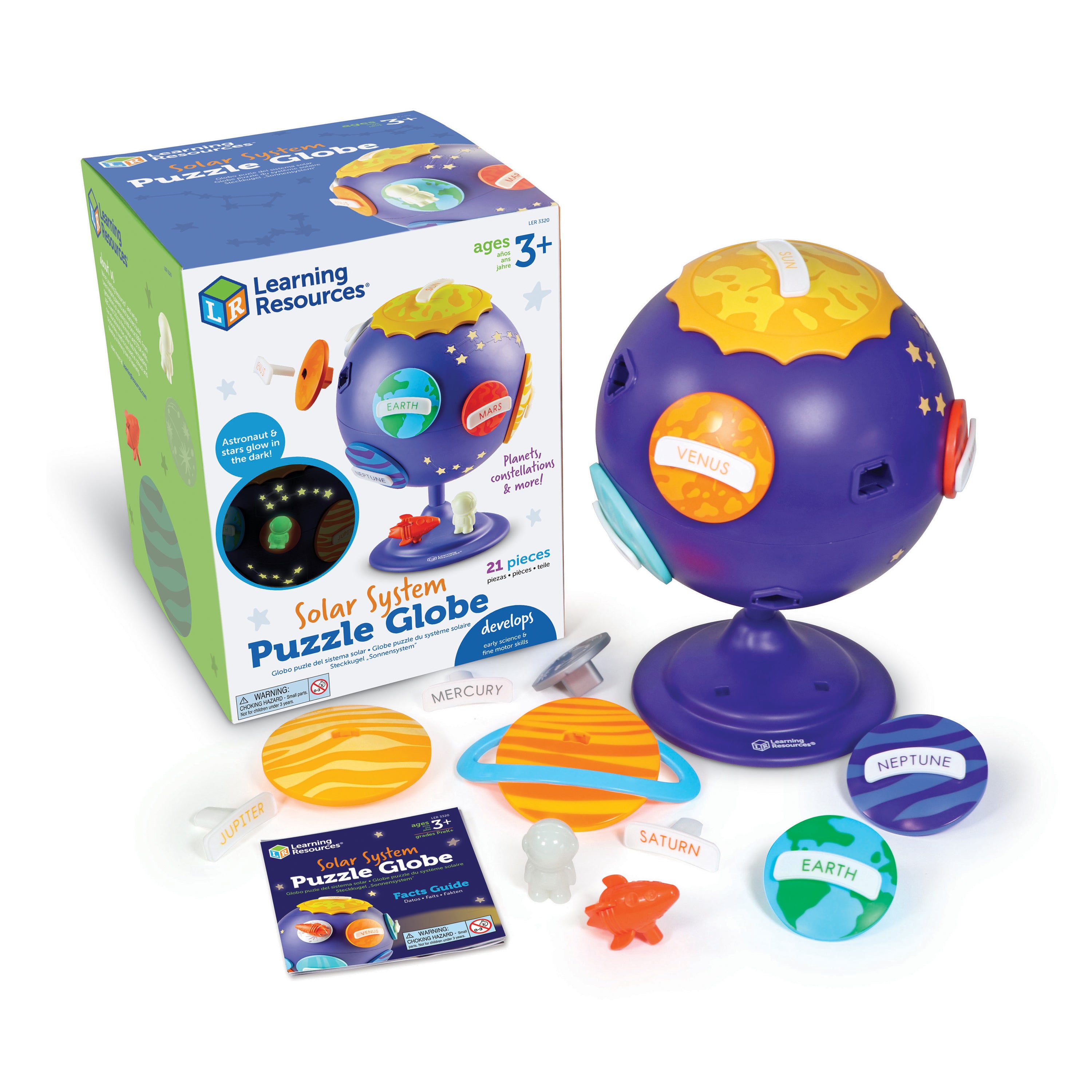 Learning Resources Solar System Puzzle Globe, STEM Space Toy with Glow-in-the-Dark Features, Fine Motor & Imaginative Play, Ages 3+