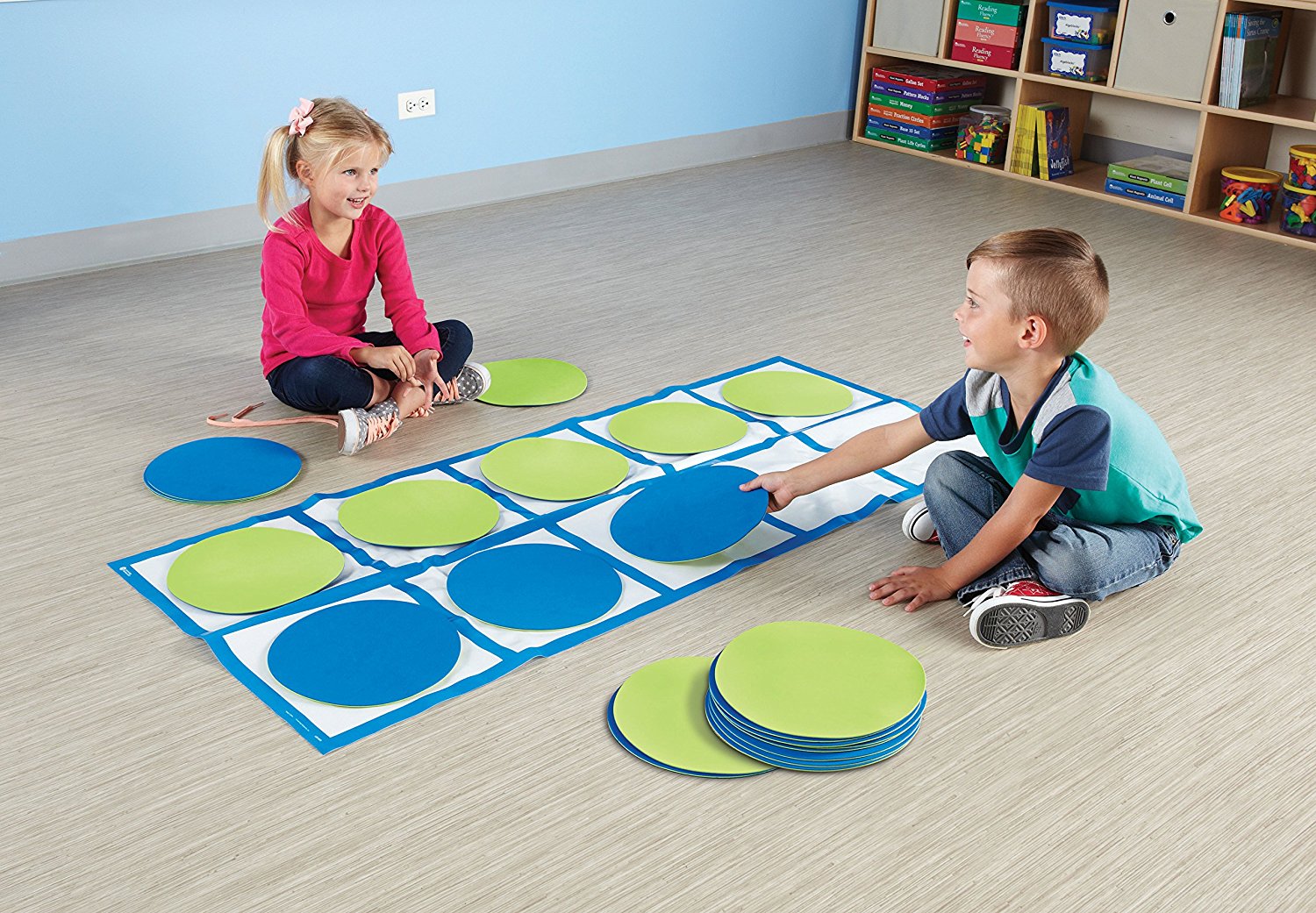 Learning Resources Ten-Frame Floor Mat Activity Set, Giant Ten Frame Mats for Early Maths, Includes 2 Floor Mats, 20 Coloured Disks & Activity Guide, 22 Piece Set, Ages 5+
