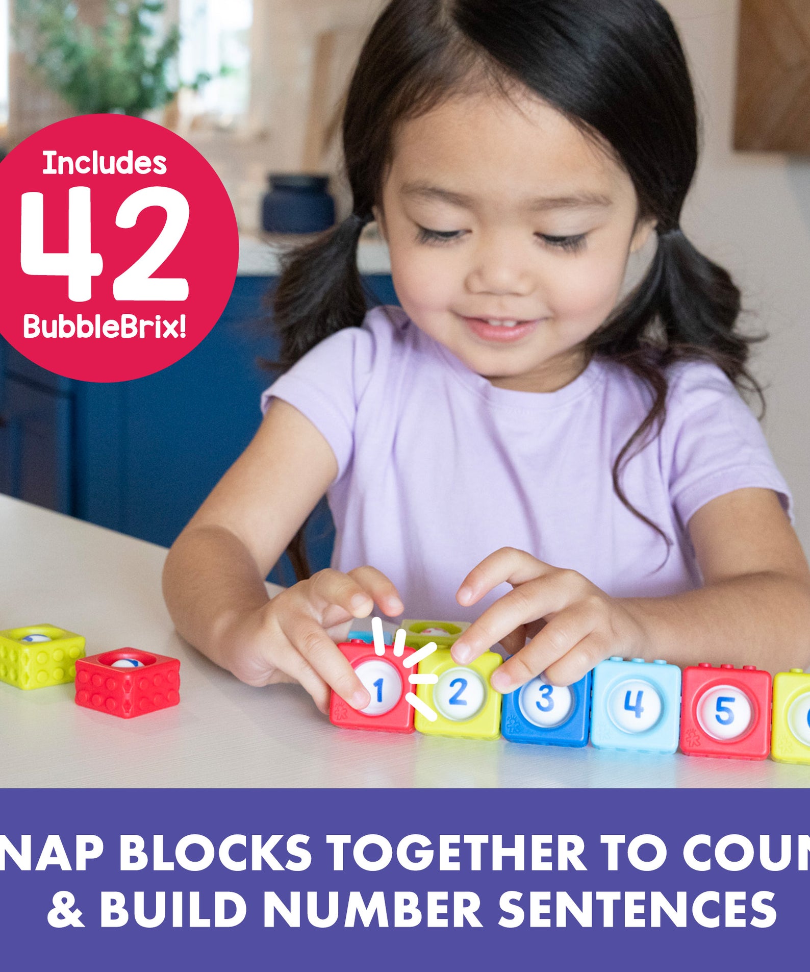 Learning Resources Number BubbleBrix, Sensory Math Toy with 42 Popper Bricks for Number Recognition and Counting, Fidget Learning for Preschoolers, Ages 3+