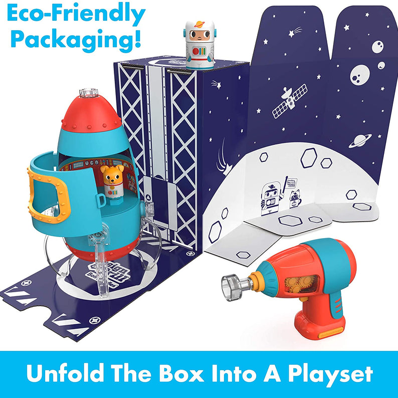 Learning Resources Design & Drill® Bolt Buddies® Rocket, Construction Toy with Kid-Safe Power Drill, Ages 3+