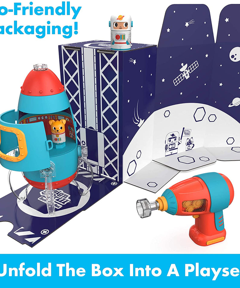 Learning Resources Design & Drill® Bolt Buddies® Rocket, Construction Toy with Kid-Safe Power Drill, Ages 3+