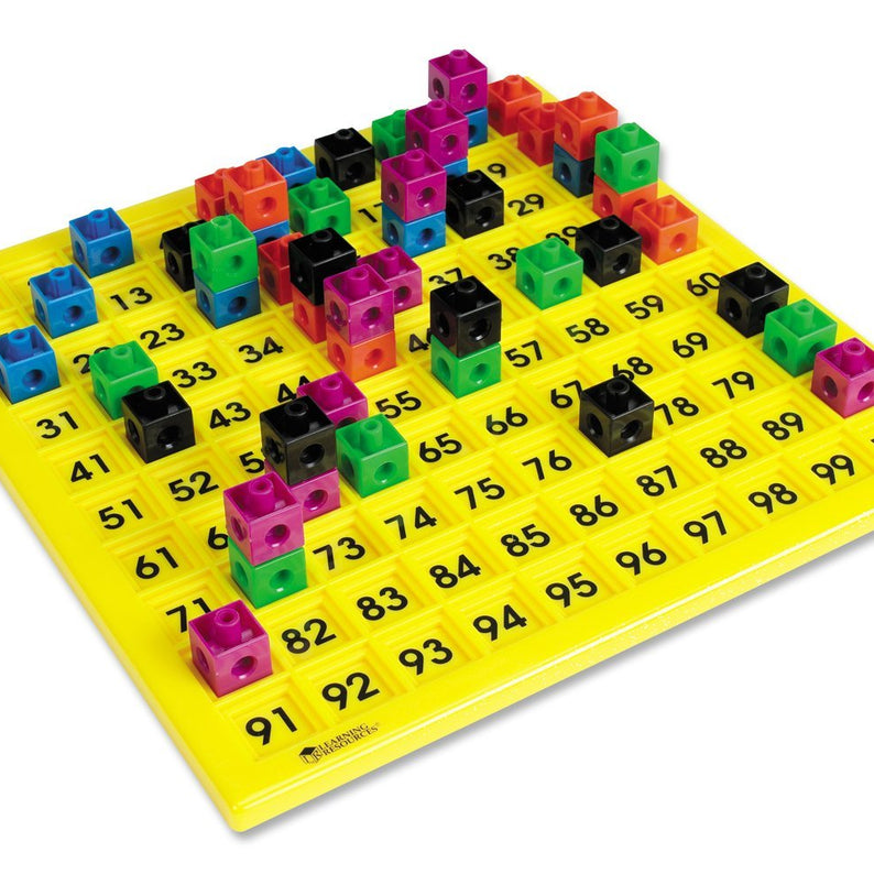 Learning Resources Hundred Number Board, Plastic, Versatile Math Resource for Number Recognition, Patterning, and Graphing Activities, Includes 100 Tiles and Activity Guide, Ages 5+