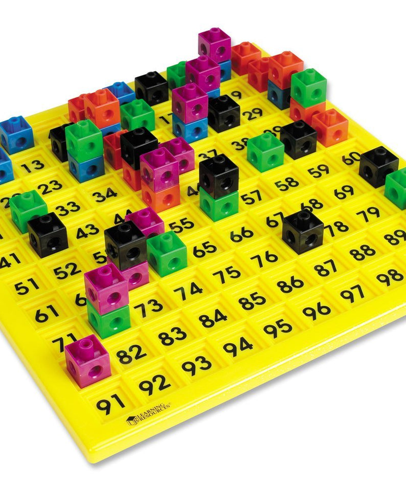Learning Resources Hundred Number Board, Plastic, Versatile Math Resource for Number Recognition, Patterning, and Graphing Activities, Includes 100 Tiles and Activity Guide, Ages 5+