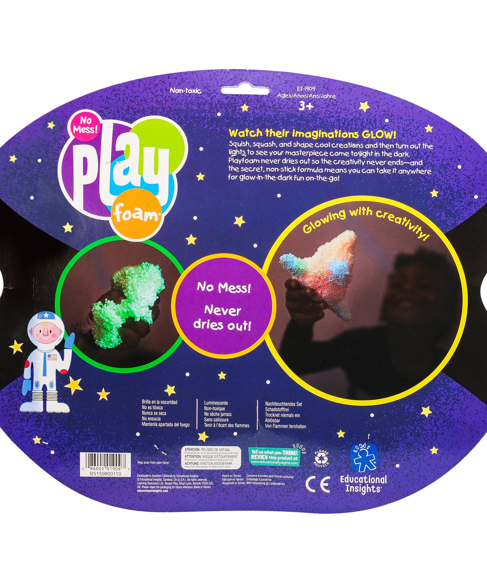 Learning Resources Playfoam Glow-in-the-Dark 8-Pack, Mess-Free Sensory Play Foam, Never Dries Out, Glows in the Dark for Creative Fun