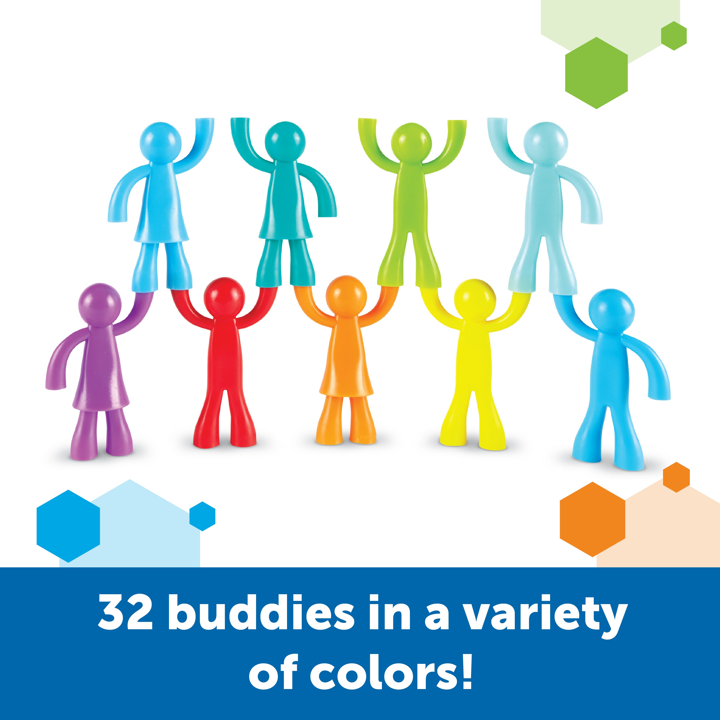 Learning Resources All About Me Buddy Builders, Set of 32 Figures, Develops Fine Motor Skills & Early Maths, Ideal for Counting, Sorting, Patterning, Includes 8 Colours, Ages 3+