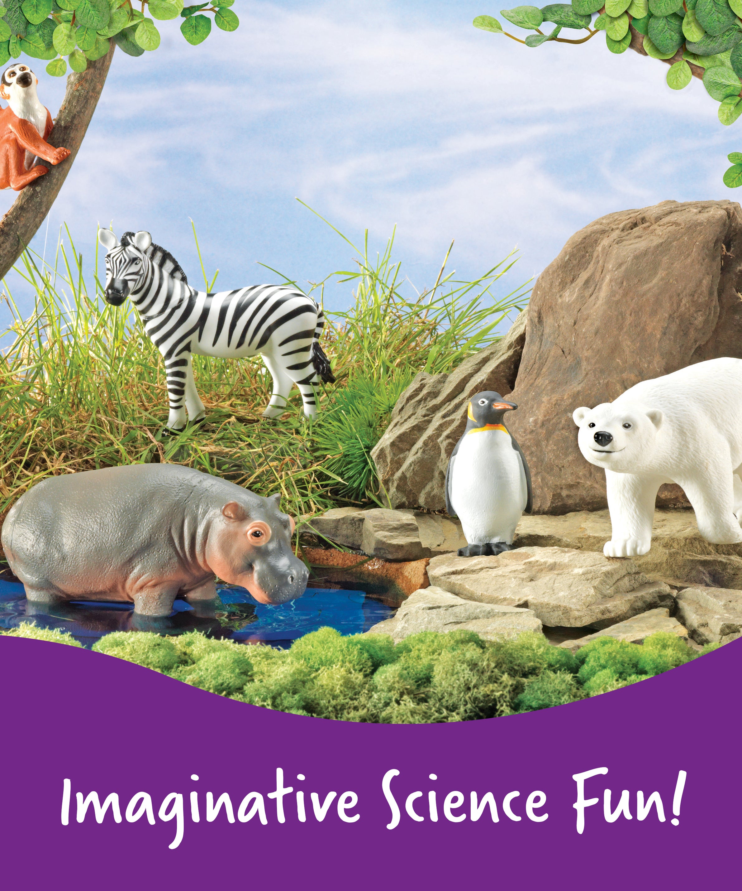 Learning Resources Jumbo Zoo Animals, Set of 5 Large Plastic Animals, Durable Pretend Play Figures, Ideal for Toddlers and Preschoolers, Includes Storage Box, Ages 3+