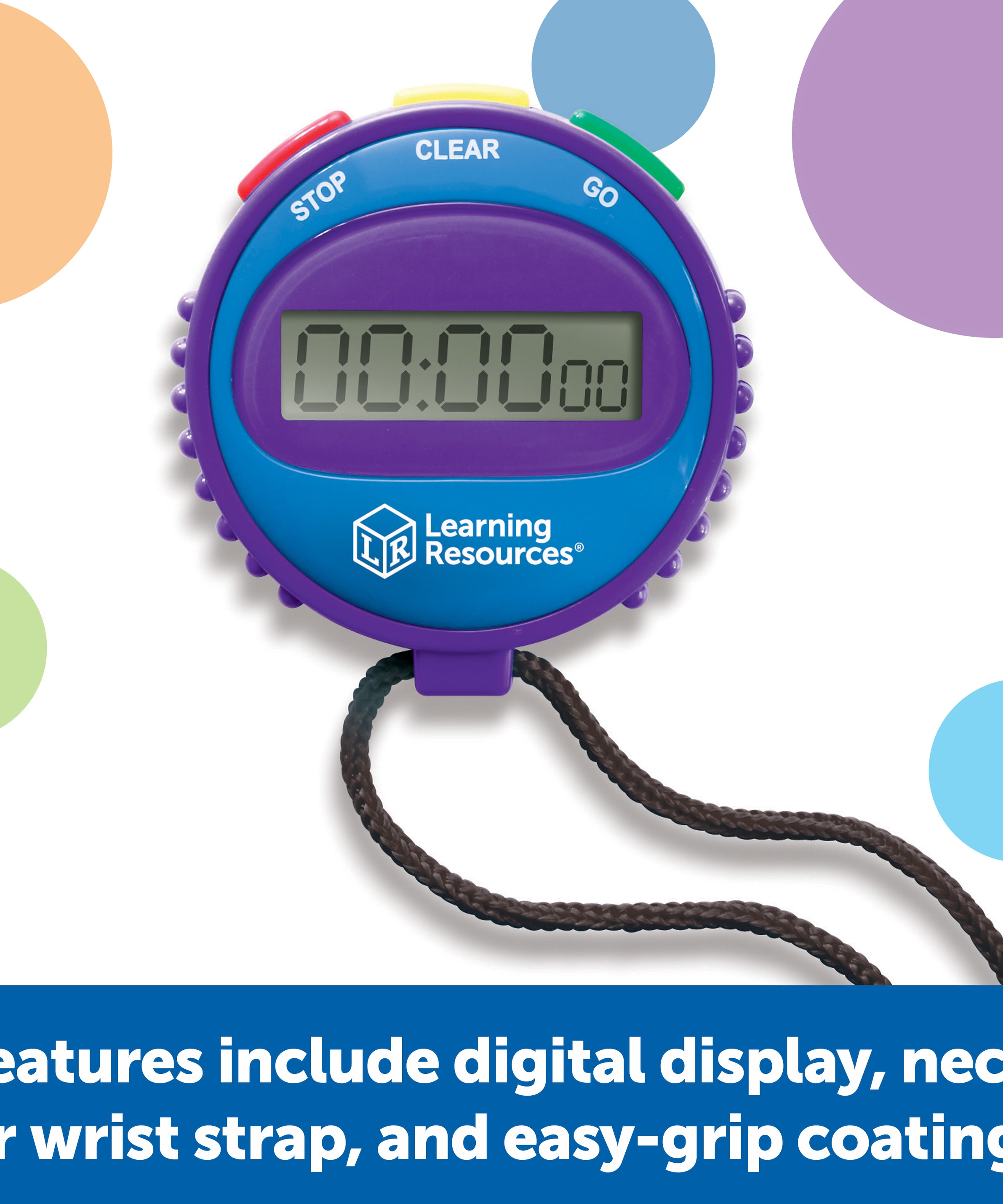 Learning Resources Simple Stopwatch, Easy-to-Use Timer for Kids with Large Digital Display (Ages 5+)