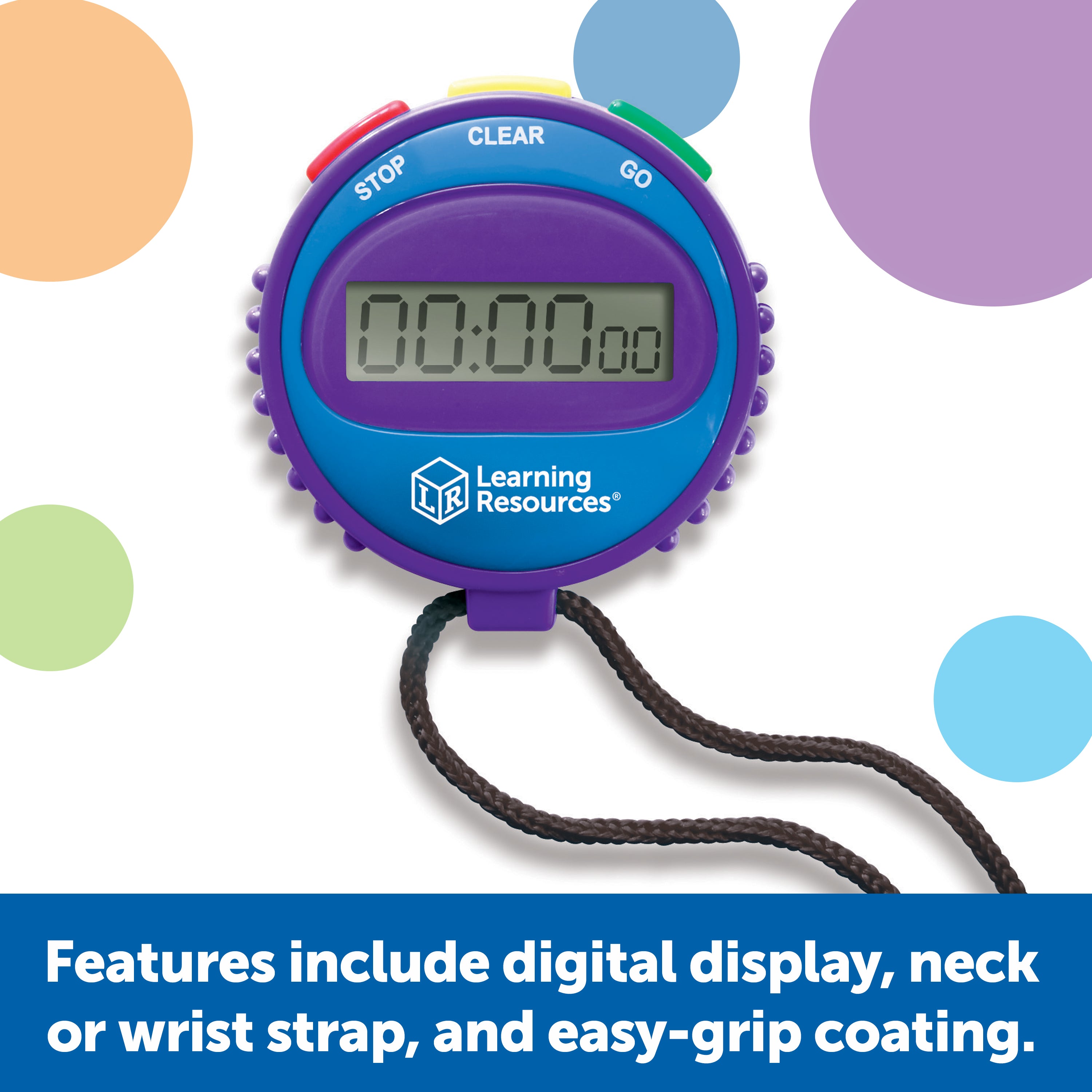 Learning Resources Simple Stopwatch, Easy-to-Use Timer for Kids with Large Digital Display (Ages 5+)