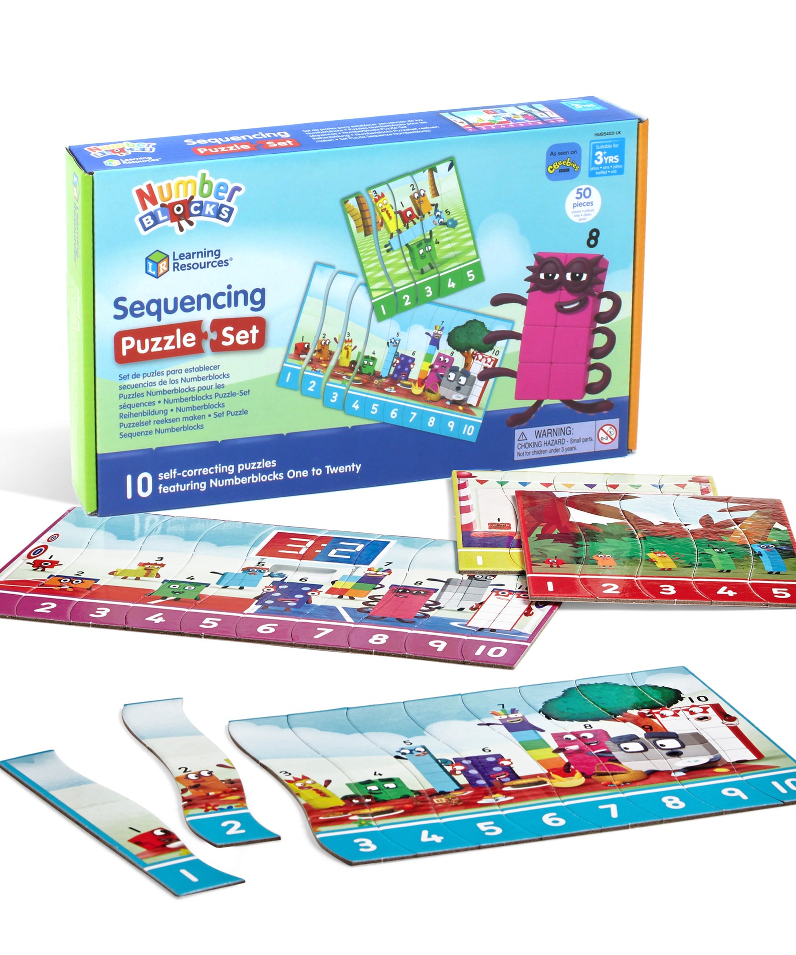 Learning Resources Numberblocks Sequencing Puzzle Set, Learn to Sequence Numbers 1 to 20, Educational Jigsaw Puzzles for Early Math Skills, Officially Licensed Learning Resources