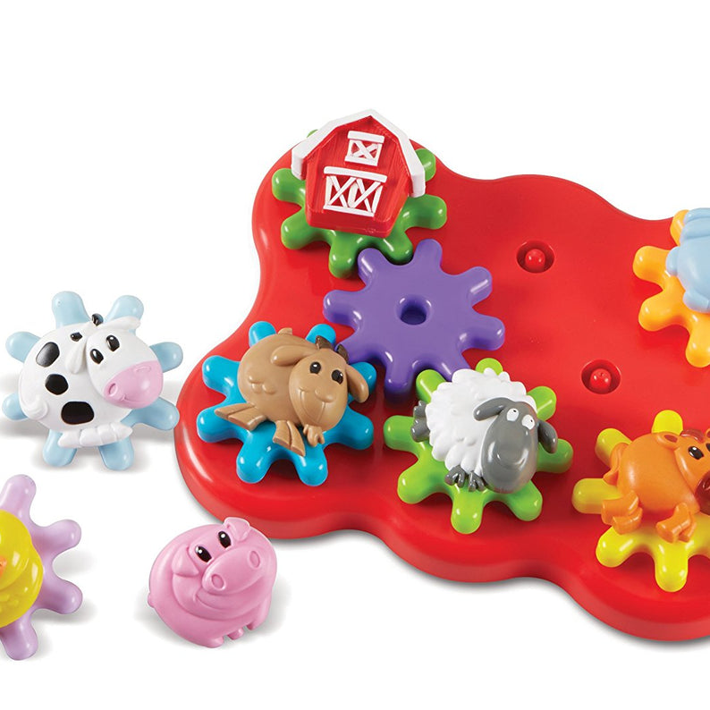 Learning Resources Barnyard Friends Build and Spin, Toddler Gear Toy with Farm Animal Pieces, Cause and Effect STEM Toy for Ages 2+