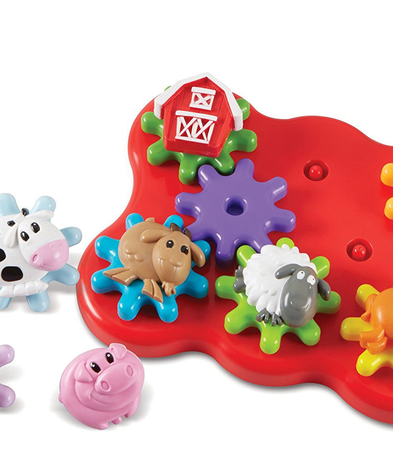 Learning Resources Barnyard Friends Build and Spin, Toddler Gear Toy with Farm Animal Pieces, Cause and Effect STEM Toy for Ages 2+