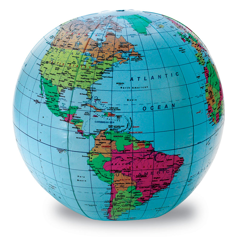 Learning Resources Inflatable Globe (Display Model), Hands-On Geography Learning Toy with Display Hooks & Repair Kit, Ages 5+