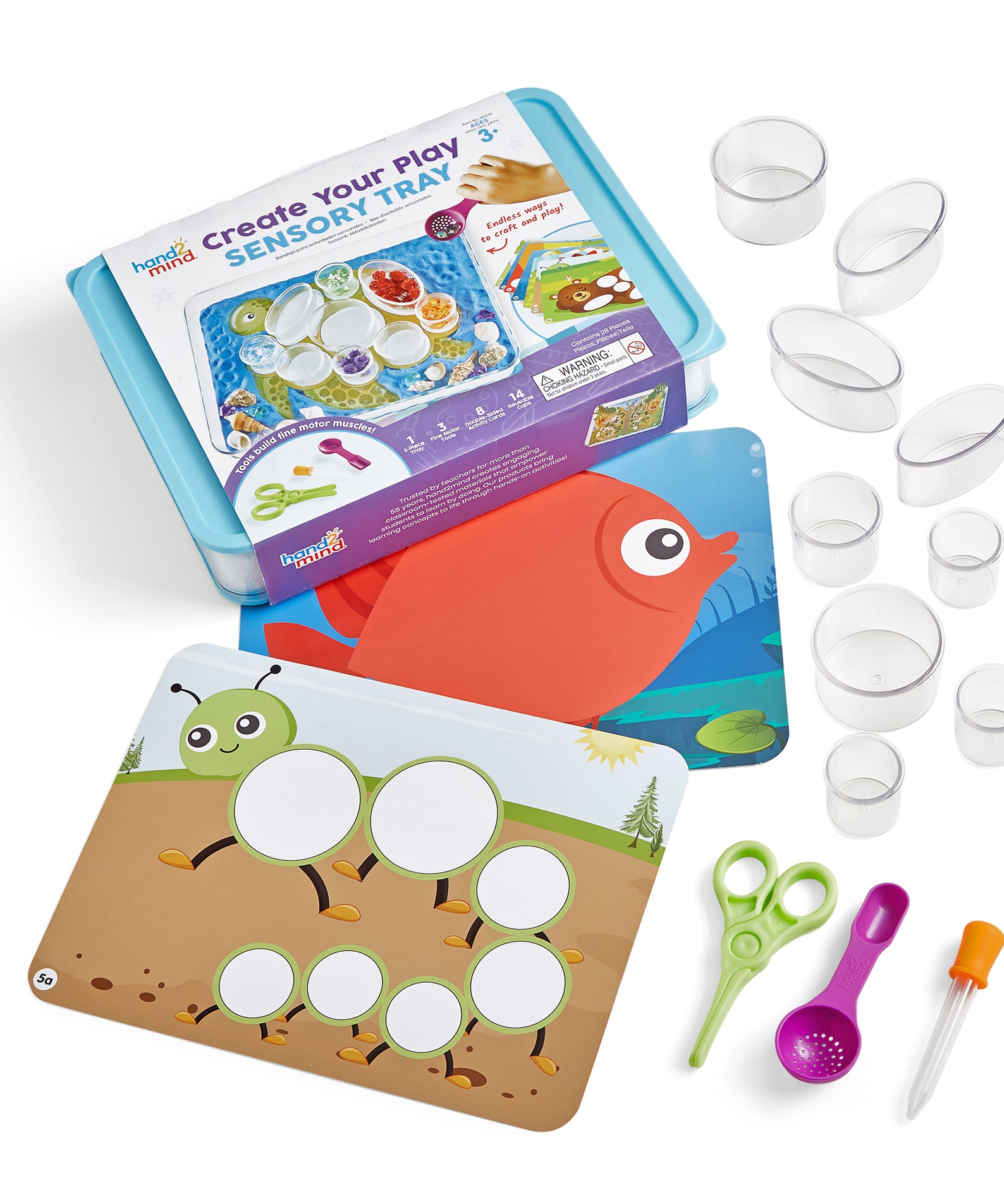 Learning Resources Create Your Play Sensory Tray, Open-Ended Sensory Play & Fine Motor Skill Development, Includes 3-Piece Tray, 14 Cups, 3 Tools & 8 Activity Cards, Easy to Clean, Ages 3+