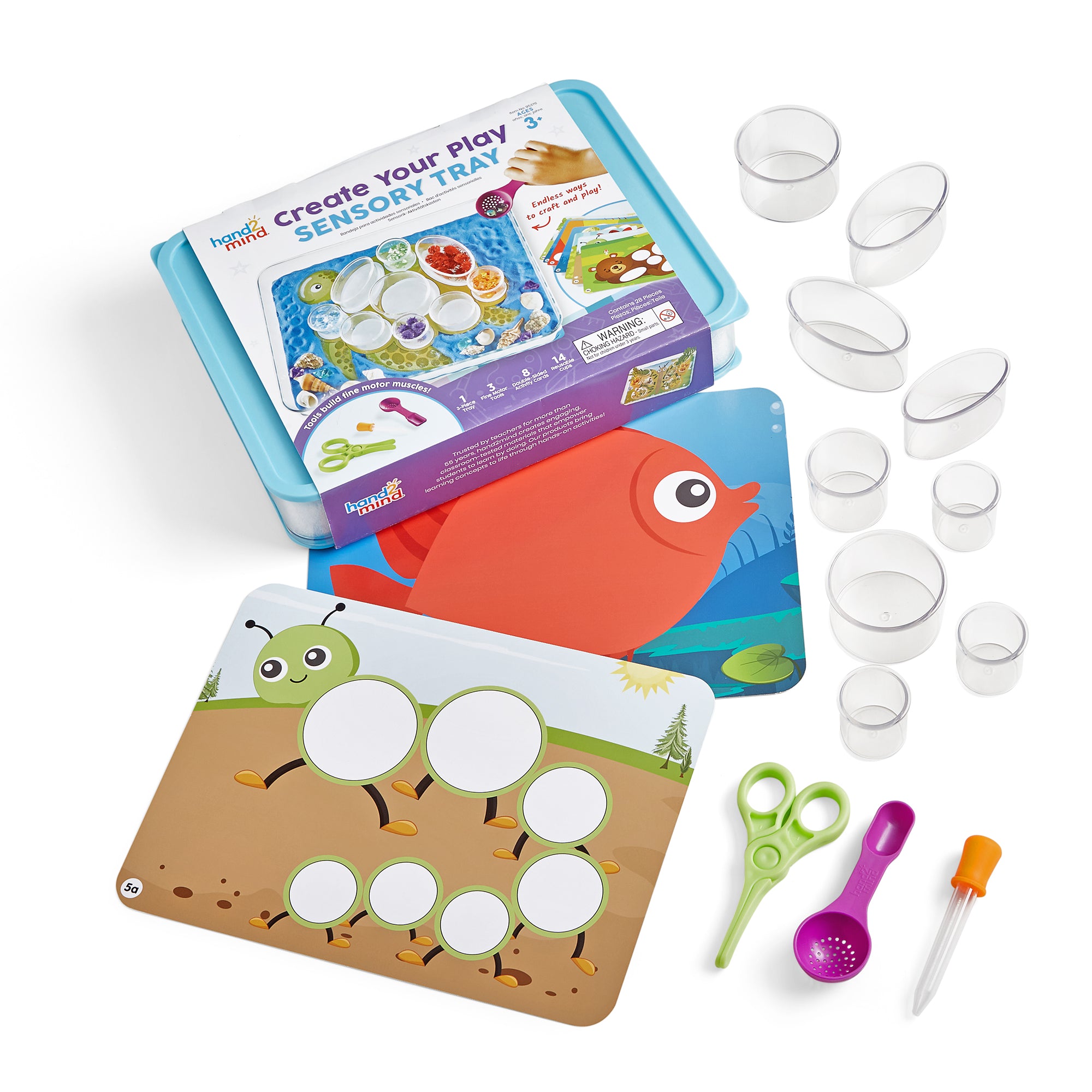 Learning Resources Create Your Play Sensory Tray, Open-Ended Sensory Play & Fine Motor Skill Development, Includes 3-Piece Tray, 14 Cups, 3 Tools & 8 Activity Cards, Easy to Clean, Ages 3+