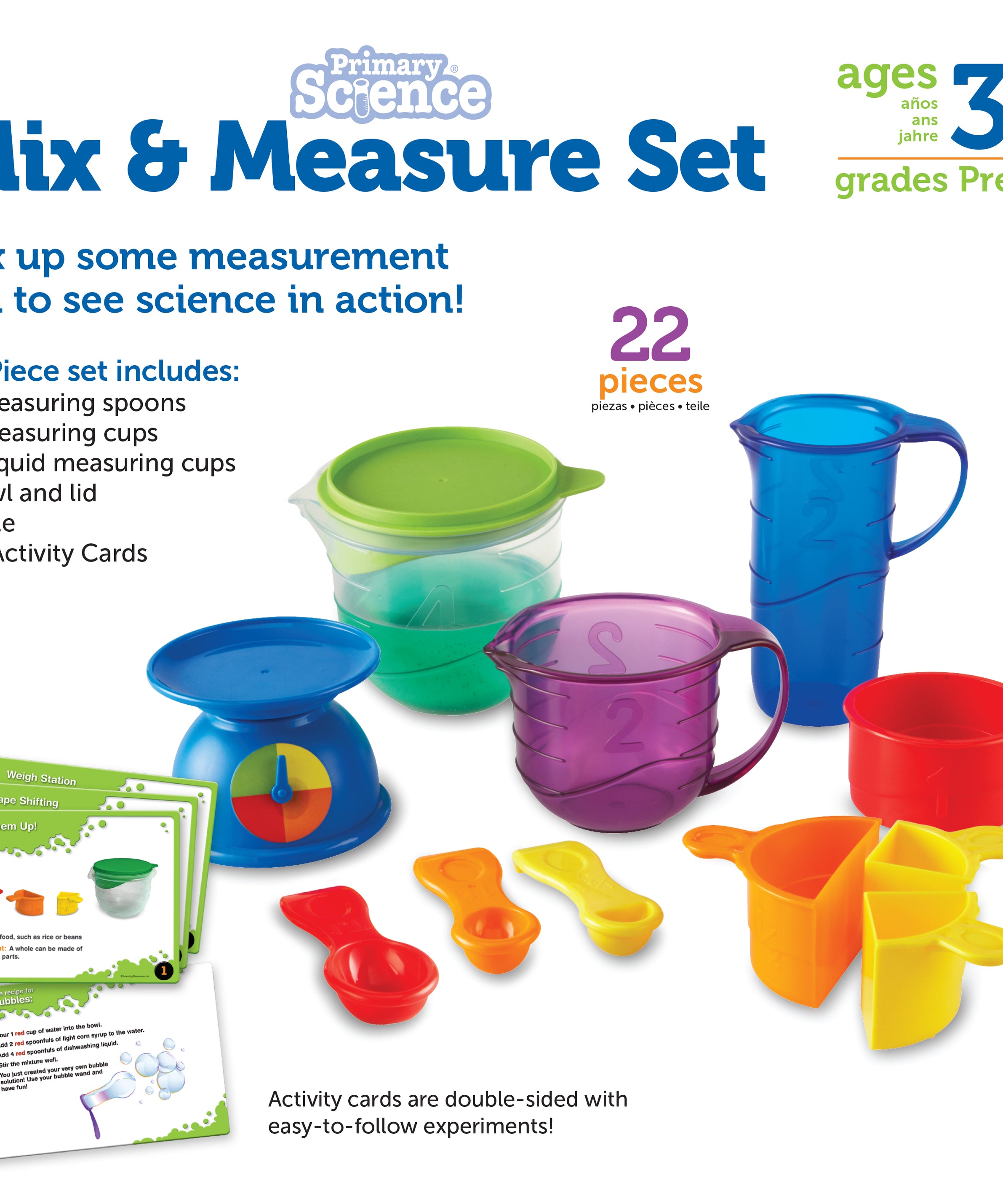 Learning Resources Primary Science Mix & Measure Set, Hands-On STEM Learning Kit with Real Science Tools & 10 Activity Cards, Perfect for Kids Ages 3+