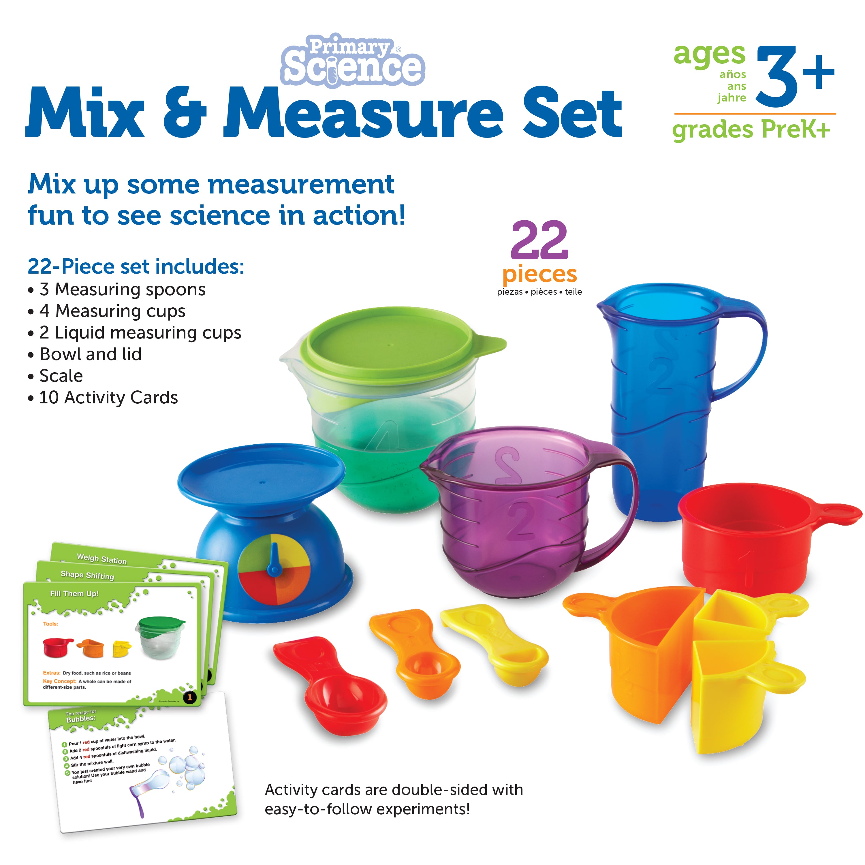 Learning Resources Primary Science Mix & Measure Set, Hands-On STEM Learning Kit with Real Science Tools & 10 Activity Cards, Perfect for Kids Ages 3+