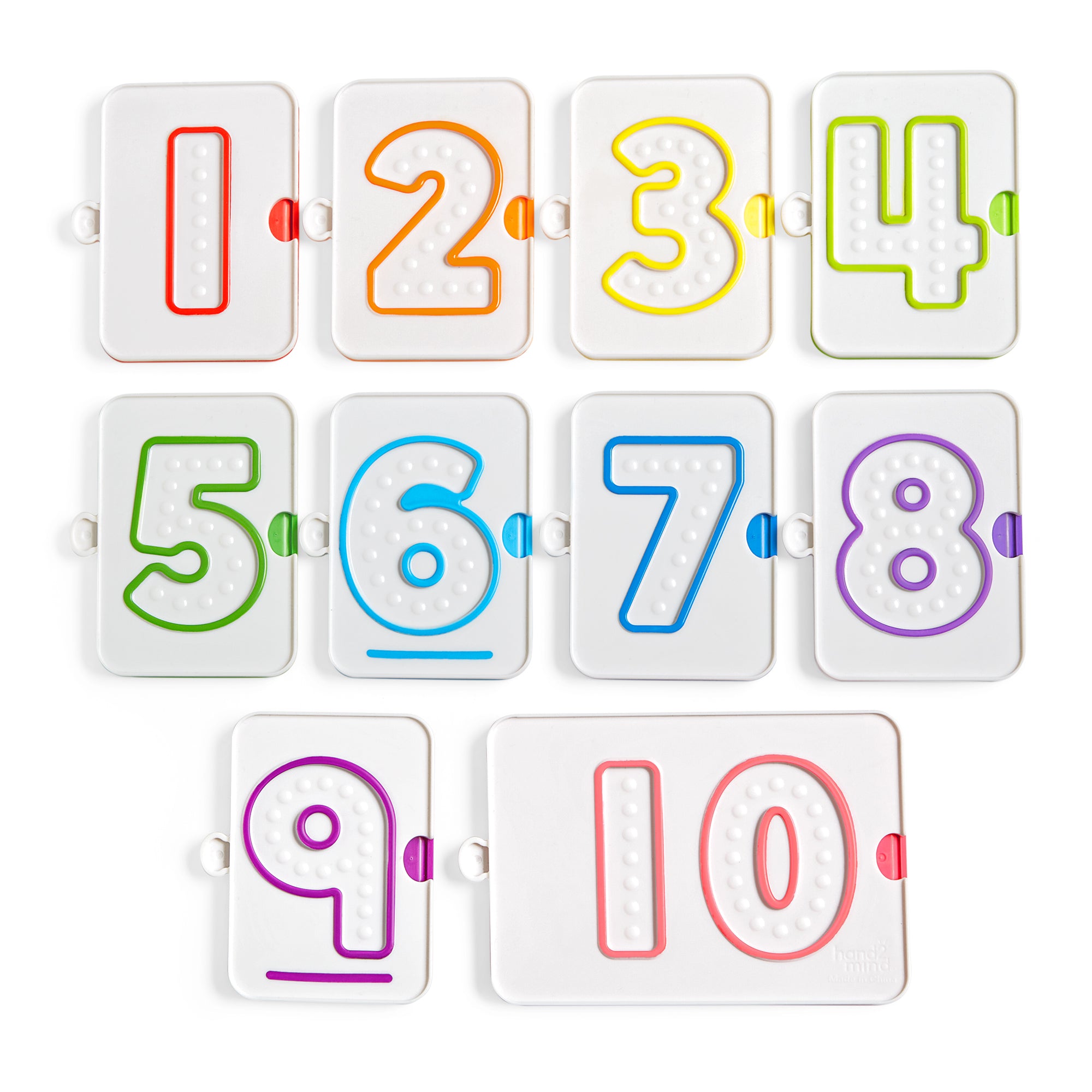 Learning Resources Sensory Number Trays, 10 Double-Sided Finger Tracing Boards for Counting and Number Formation, Made from Recycled Plastic, Ages 3 Plus