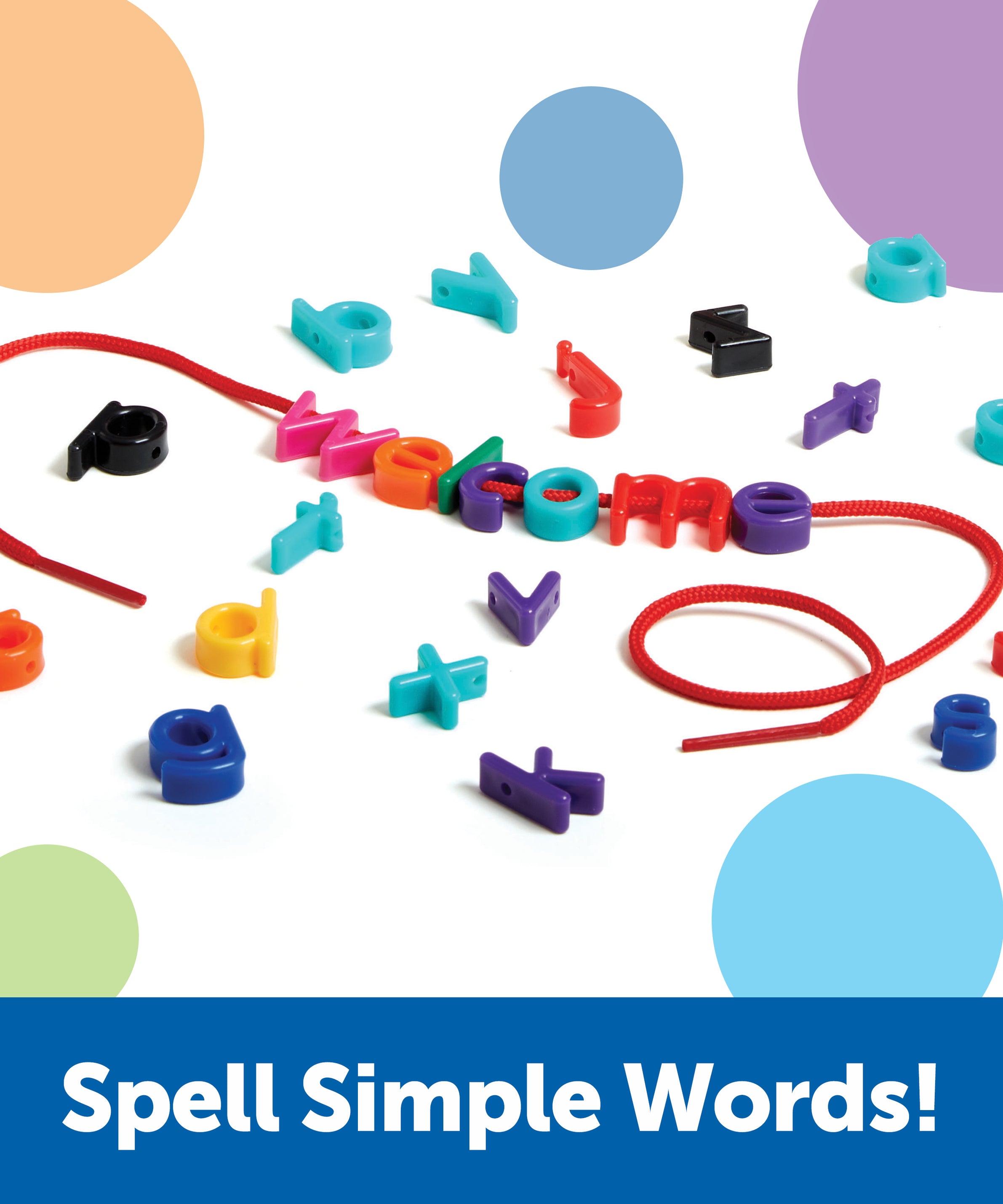 Learning Resources Lowercase Lacing Alphabet, Fun Learning Activity for Letter Recognition, Spelling, and Fine Motor Skills, Ages 3+