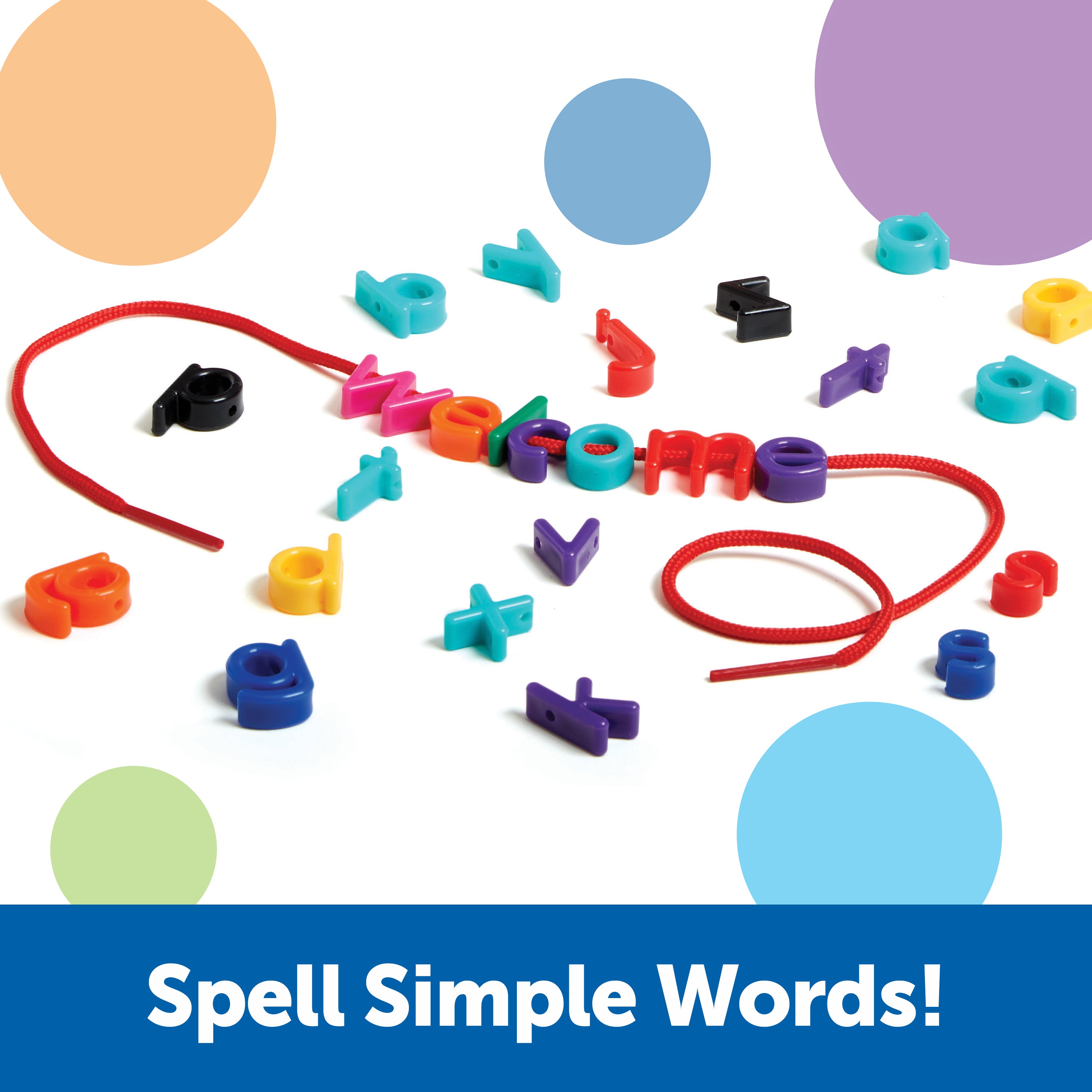 Learning Resources Lowercase Lacing Alphabet, Fun Learning Activity for Letter Recognition, Spelling, and Fine Motor Skills, Ages 3+