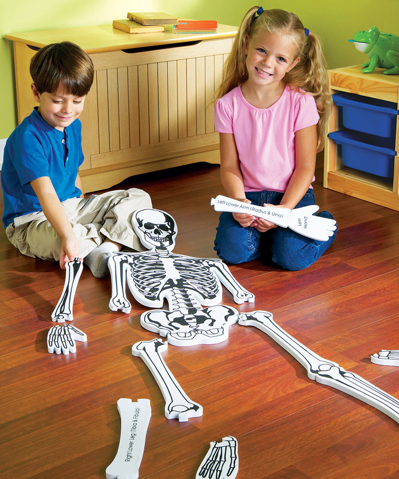 Learning Resources Skeleton Foam Floor Puzzle, 122cm Tall Human Body Learning Toy for Kids, 15 Soft Foam Pieces with Bone Names on Reverse, Educational Anatomy Puzzle for Early Learners