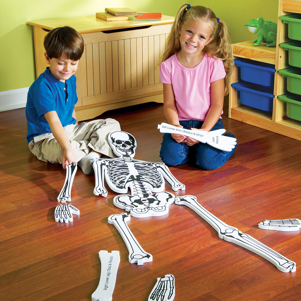 Learning Resources Skeleton Foam Floor Puzzle, 122cm Tall Human Body Learning Toy for Kids, 15 Soft Foam Pieces with Bone Names on Reverse, Educational Anatomy Puzzle for Early Learners