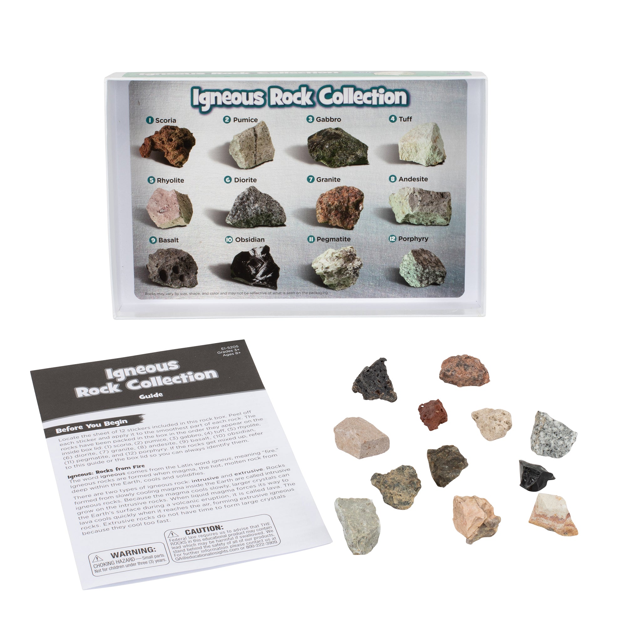 Learning Resources Complete Rock, Mineral & Fossil Collection, 57 Hand-Picked Specimens with Identification Chart & Activity Guide, Educational Geology Set for Kids Ages 8+