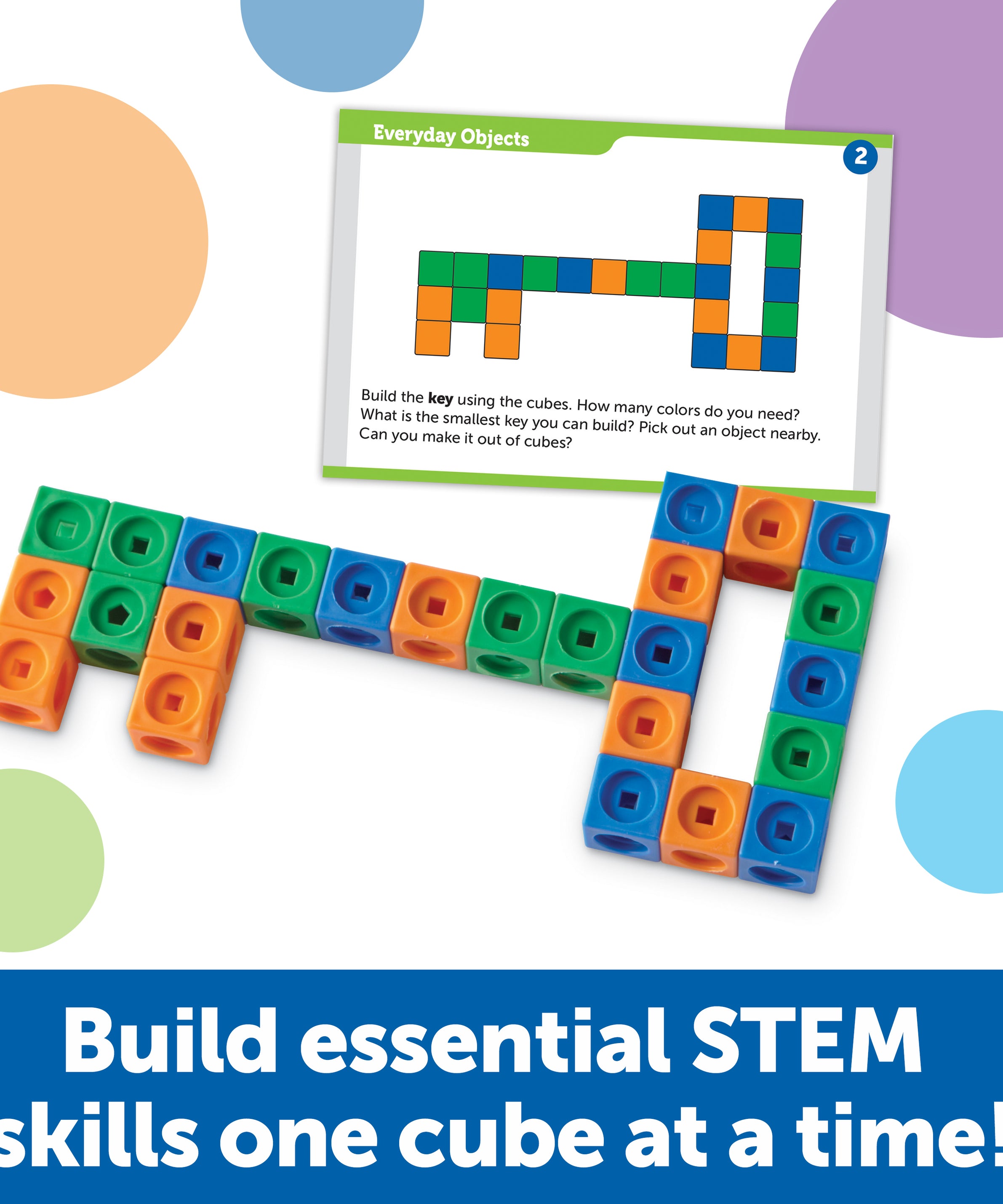 Learning Resources MathLink Cubes Educational Counting Toy, STEM Building Set with 100 Cubes and 10 Challenges, Teaches Early Math and Problem-Solving Skills, Ages 5+