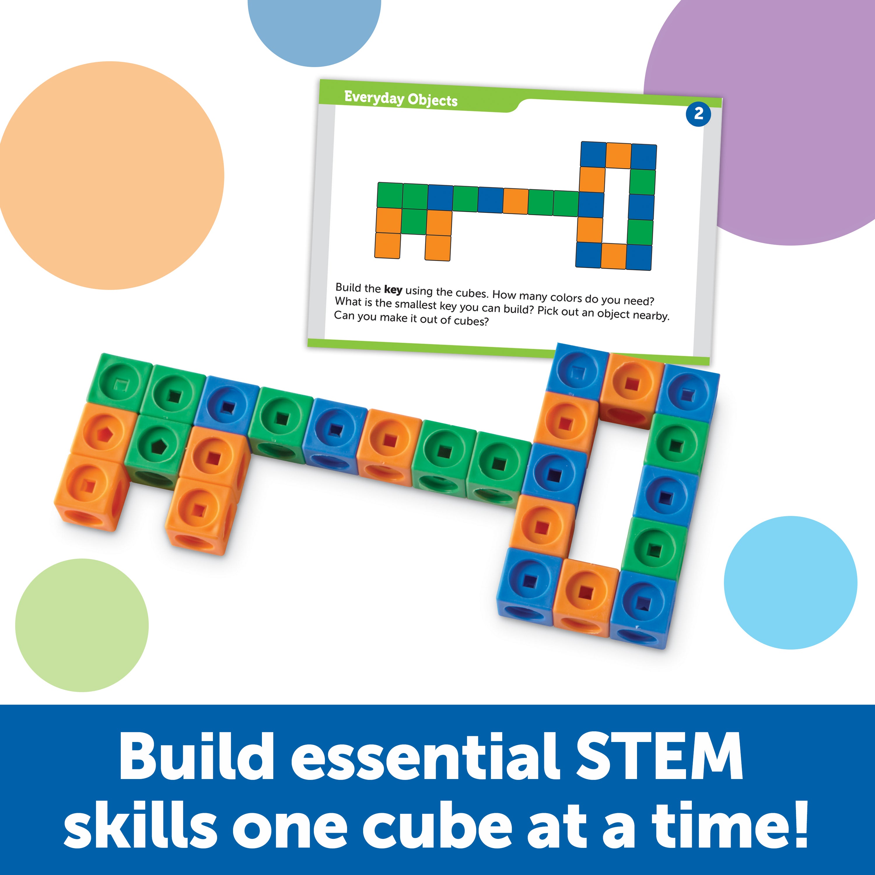 Learning Resources MathLink Cubes Educational Counting Toy, STEM Building Set with 100 Cubes and 10 Challenges, Teaches Early Math and Problem-Solving Skills, Ages 5+