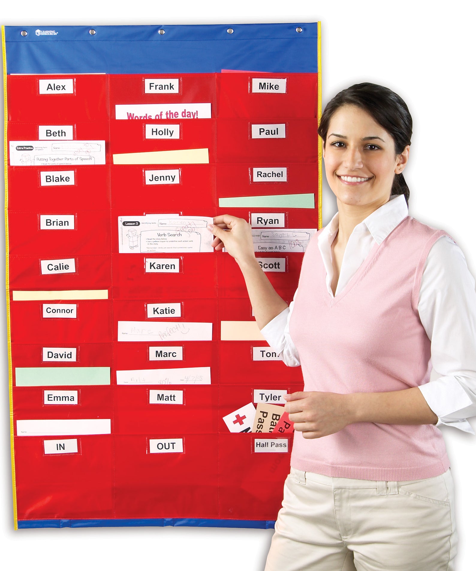 Learning Resources Organisation Station Pocket Chart, 27 Pockets for Organizing Homework, Notes, and Files, Includes Wipe-Clean Labels, Wall-Mountable, Classroom or Office Use